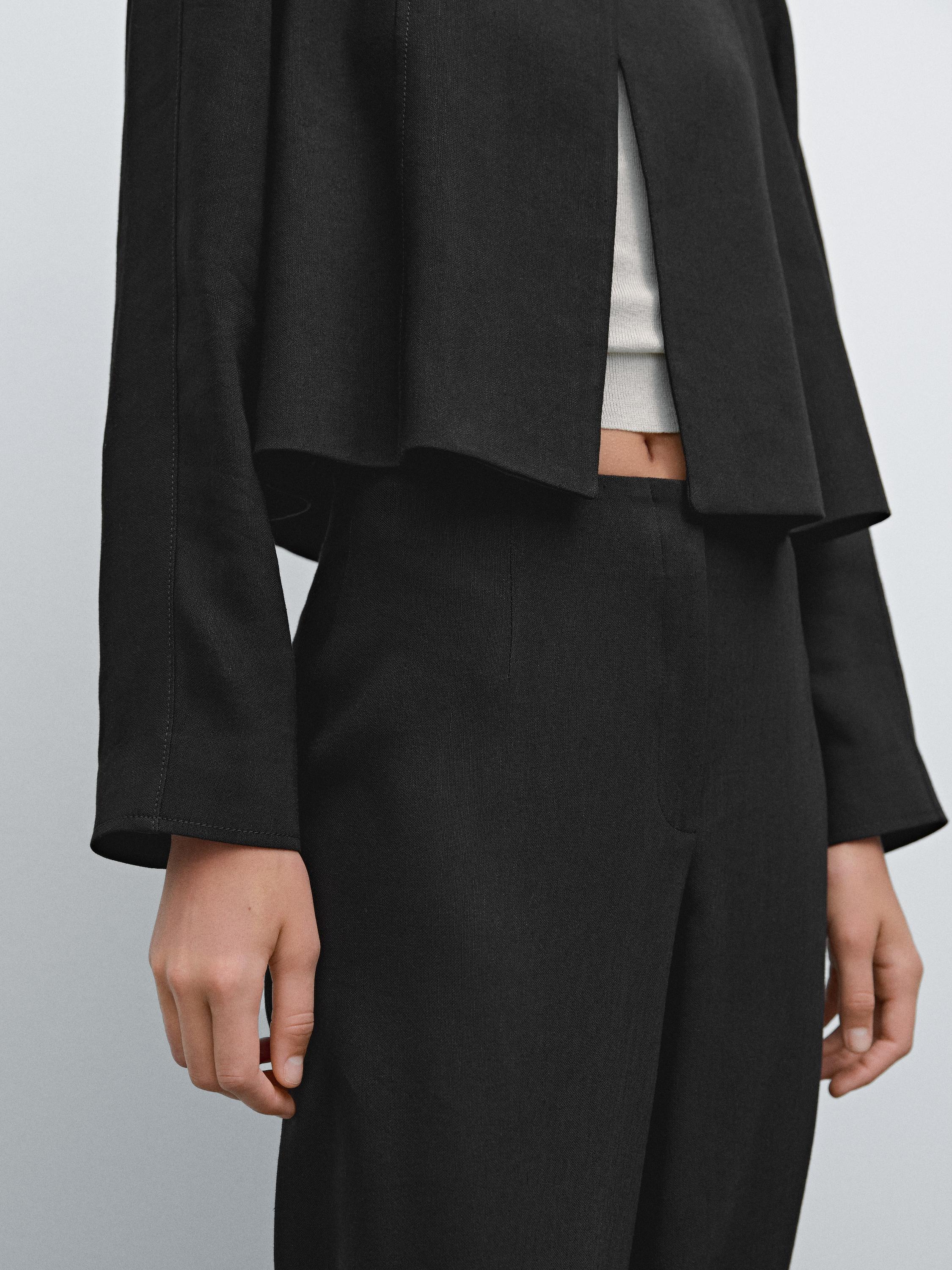 Balloon fit linen blend trousers