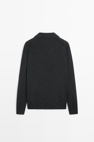 100% cashmere knit polo sweater — CHARCOAL 6