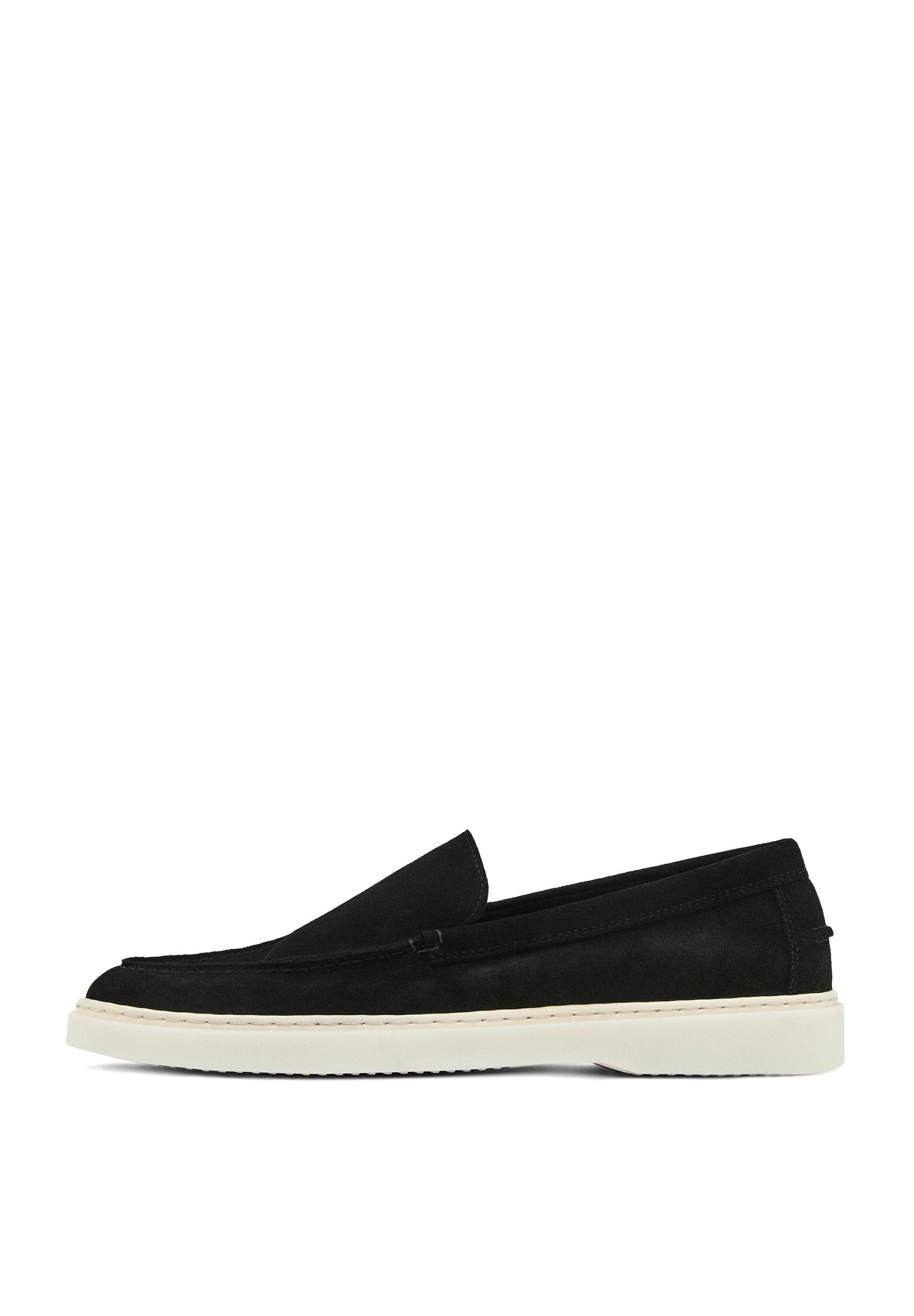 Split leather loafers — BLACK