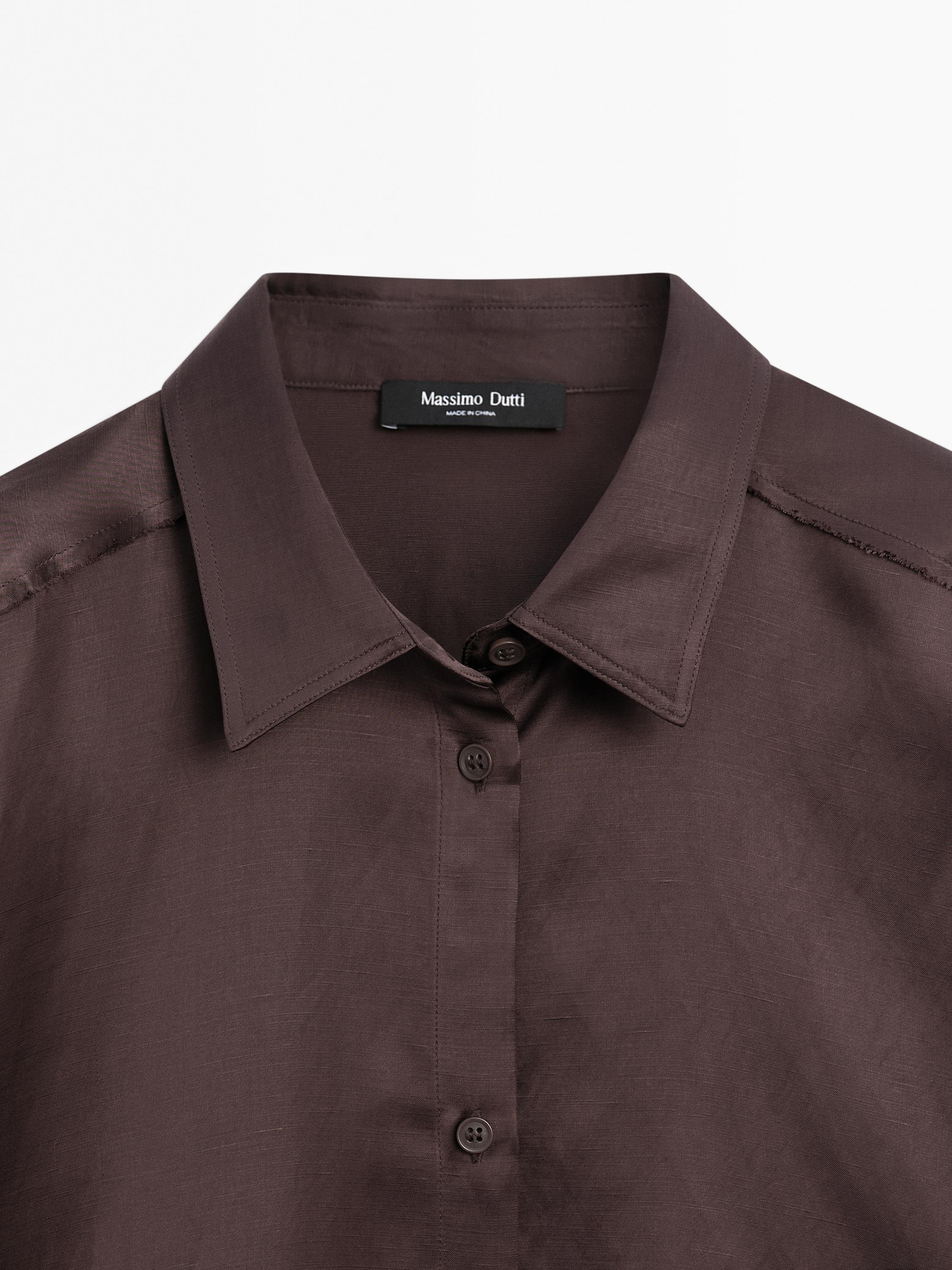 Luźna satynowa koszula z długim rękawem