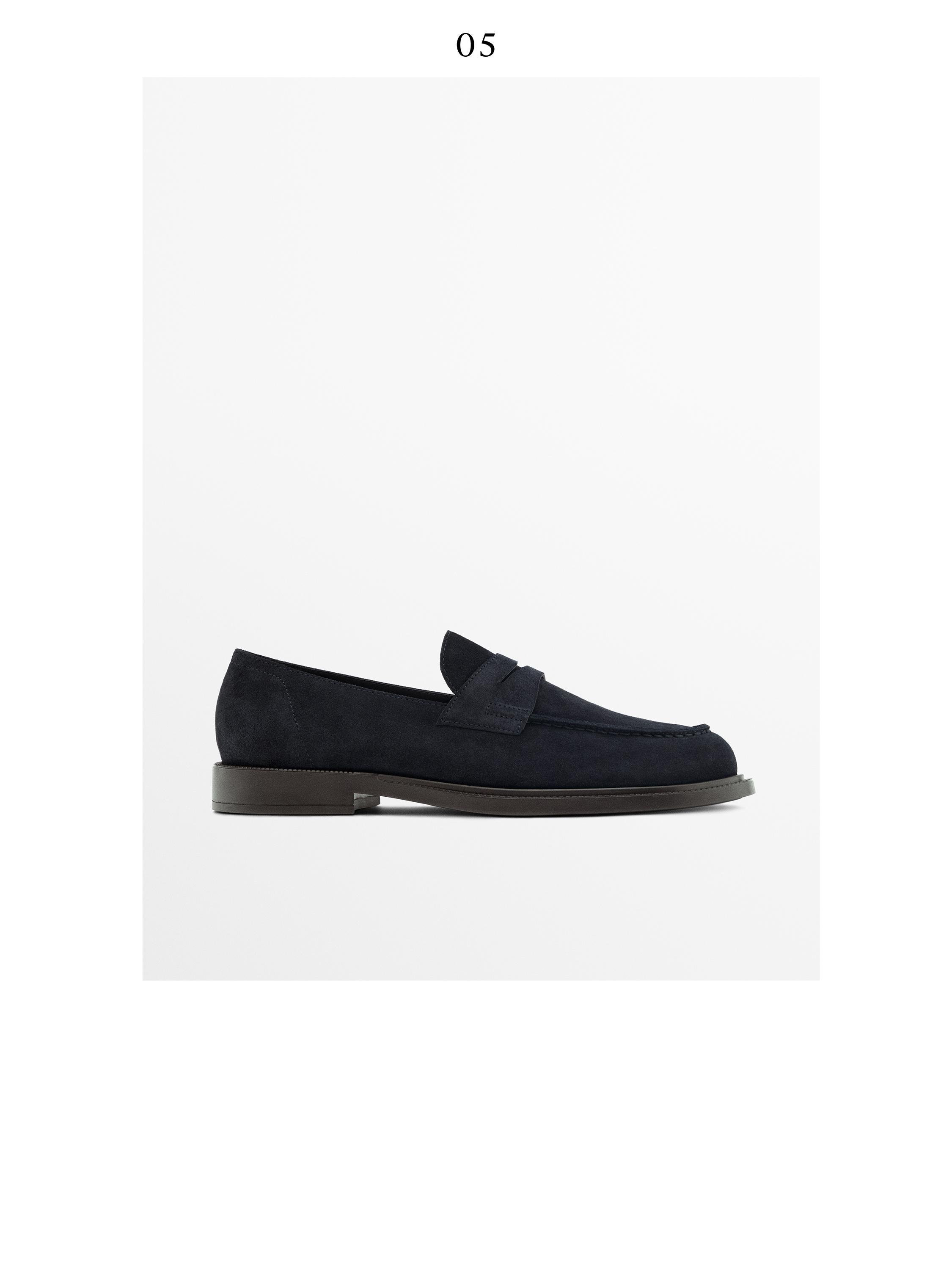 Split leather penny loafers — Dark blue