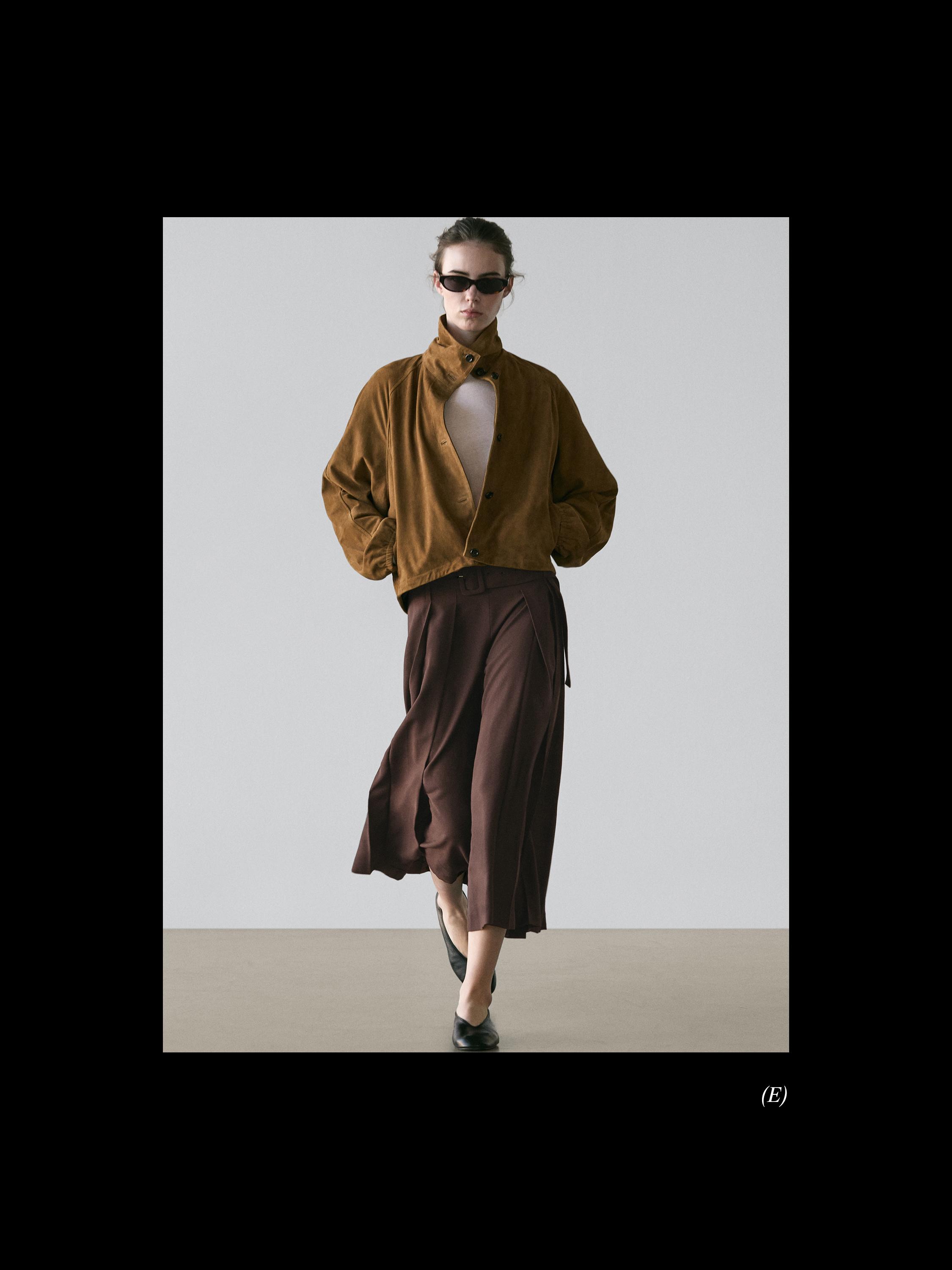Short suede leather bomber jacket — Washed