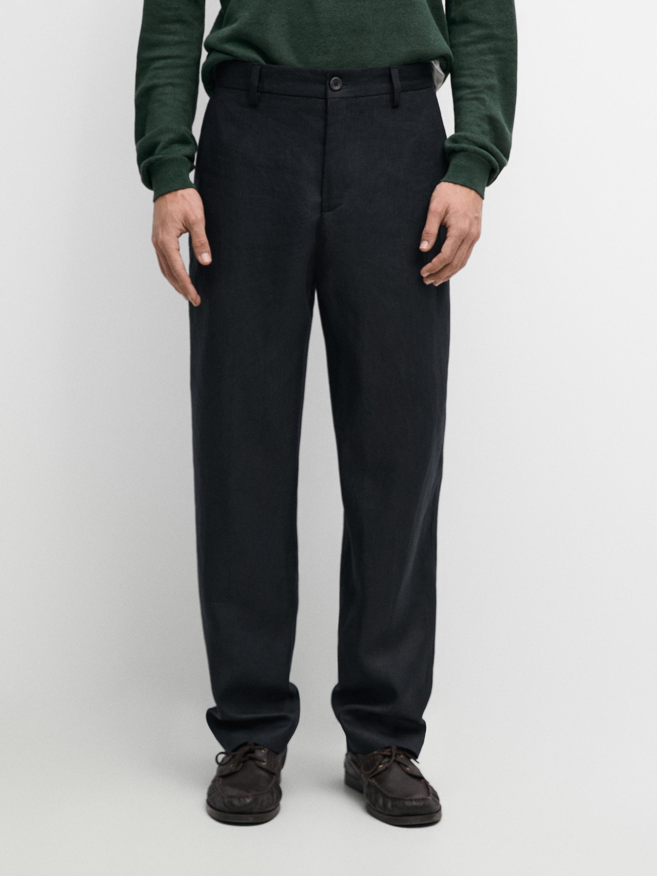 Linen suit trousers — NAVY BLUE