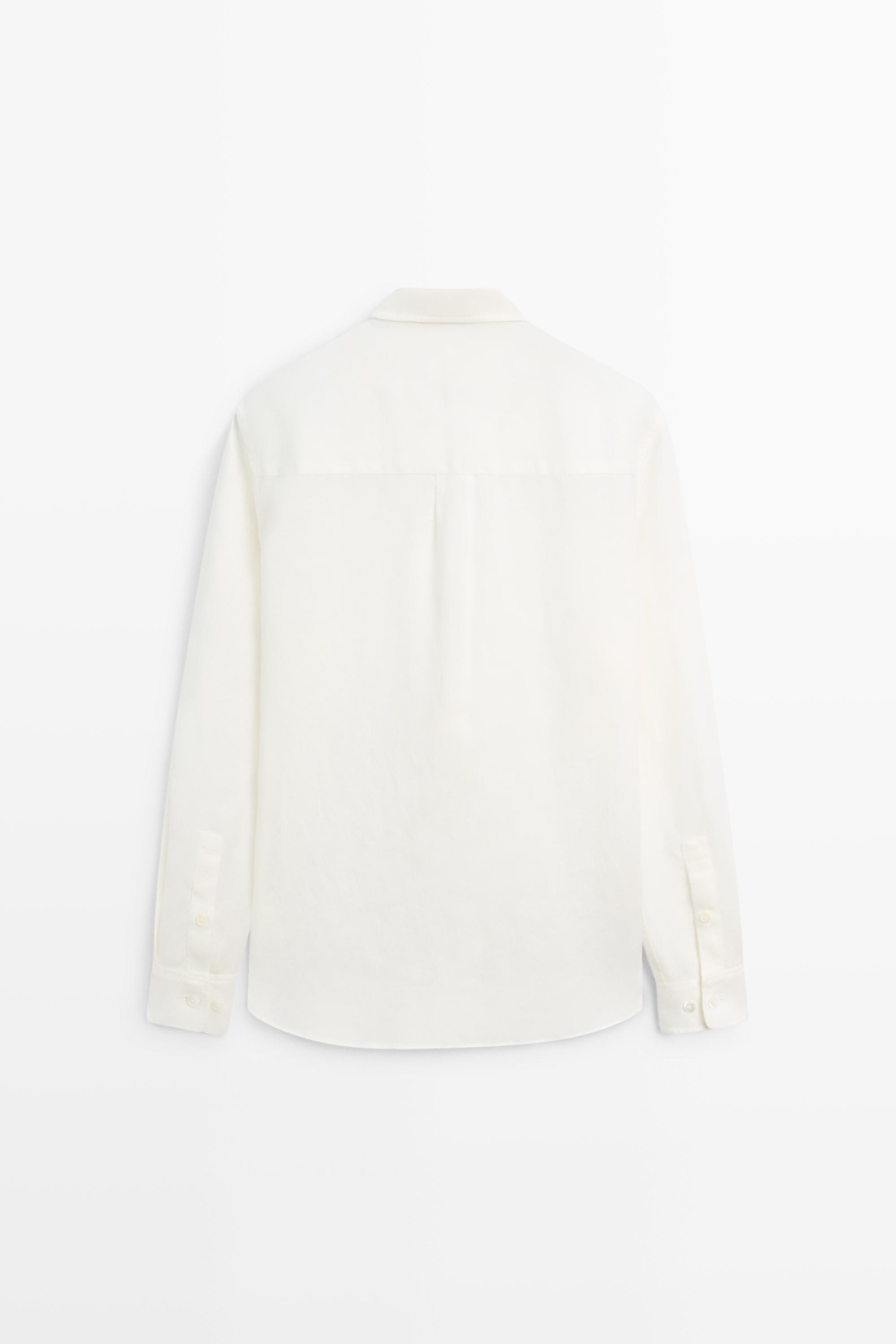 100% linen regular fit shirt — CREAM