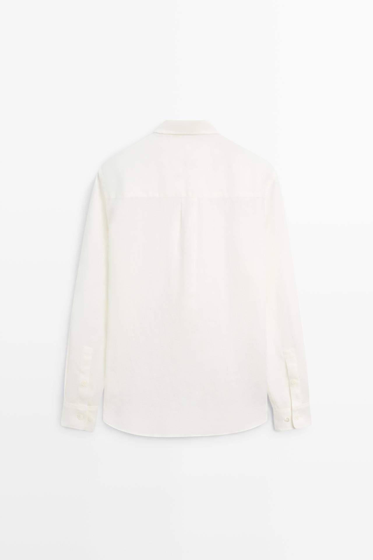 100% linen regular fit shirt — CREAM