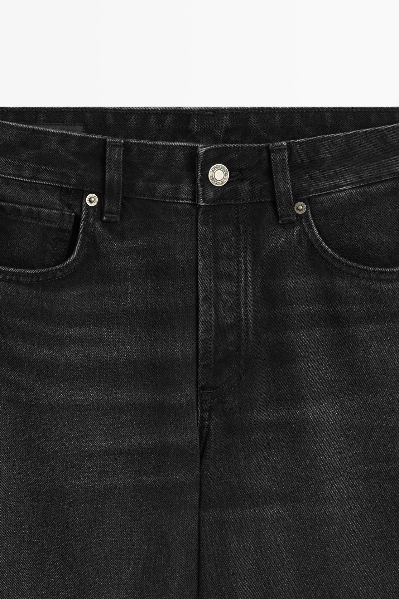 Wide-leg mid-waist jeans — BLACK