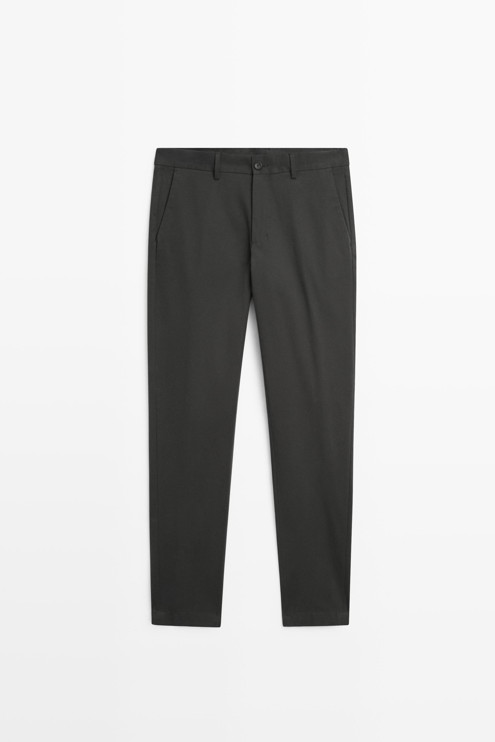 Cotton blend slim fit pants — GREY