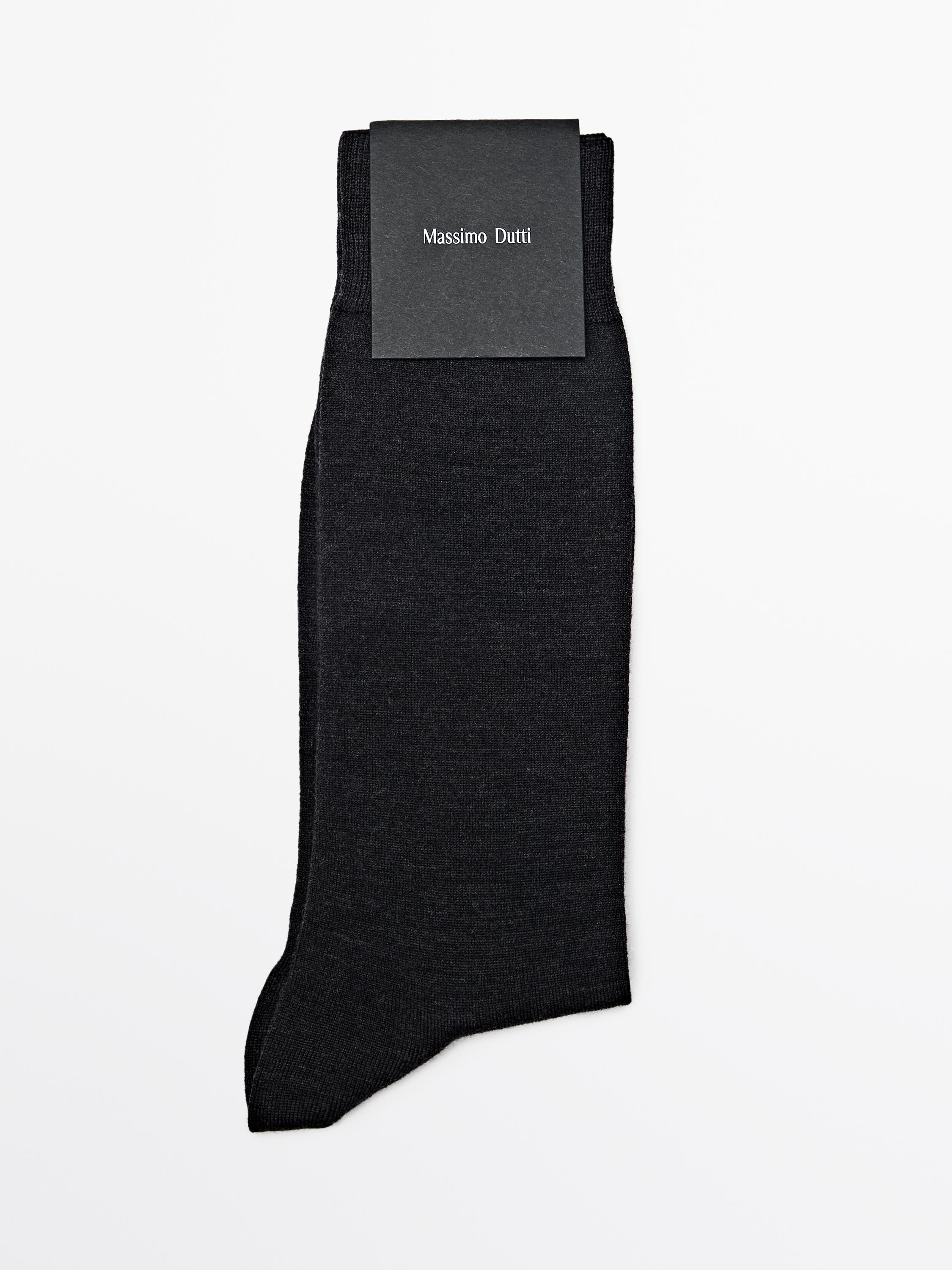 Plain wool blend knit socks