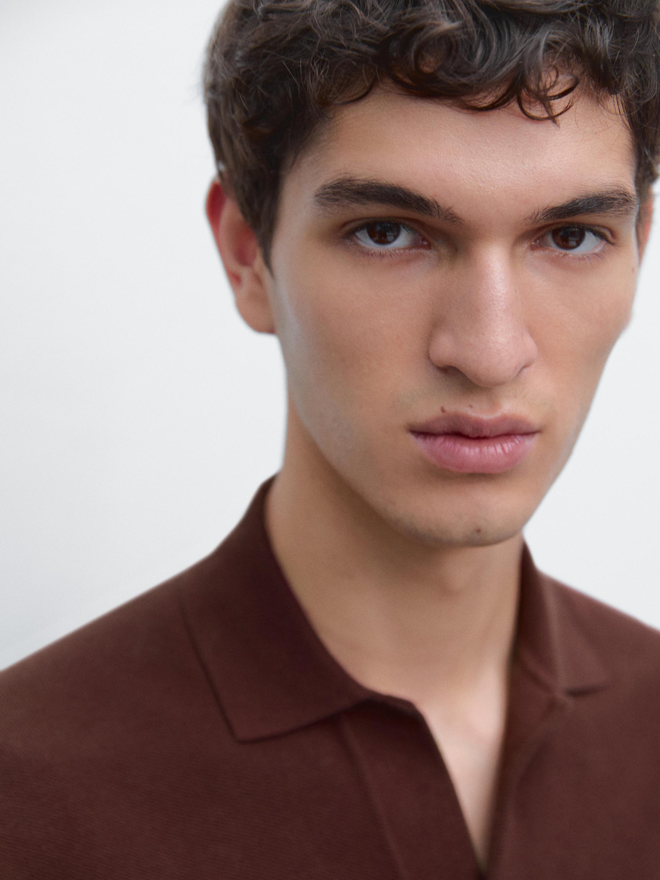 Knit V-neck polo shirt