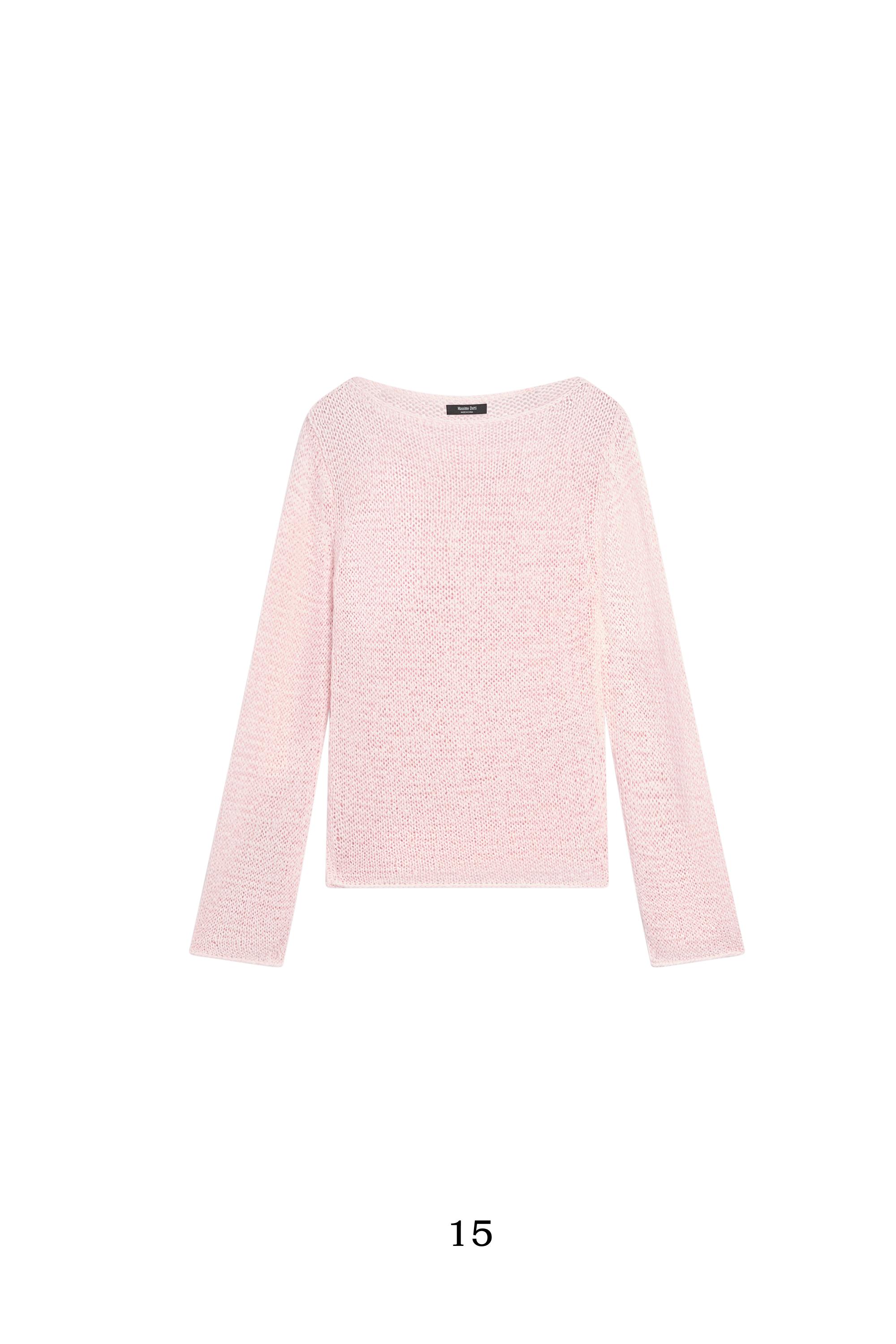 Boat neck knit sweater — PINK