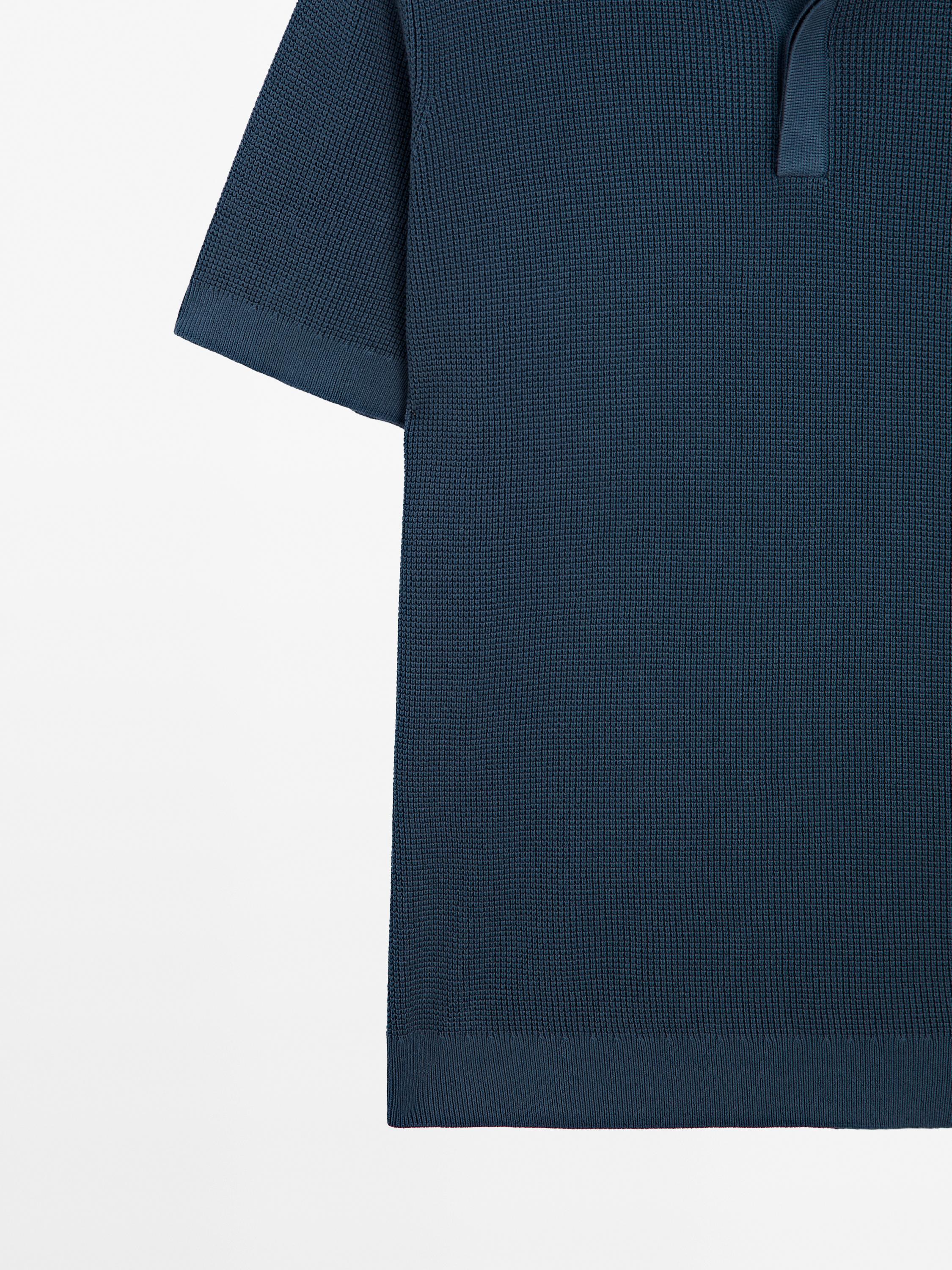 Polo en maille texturée de coton