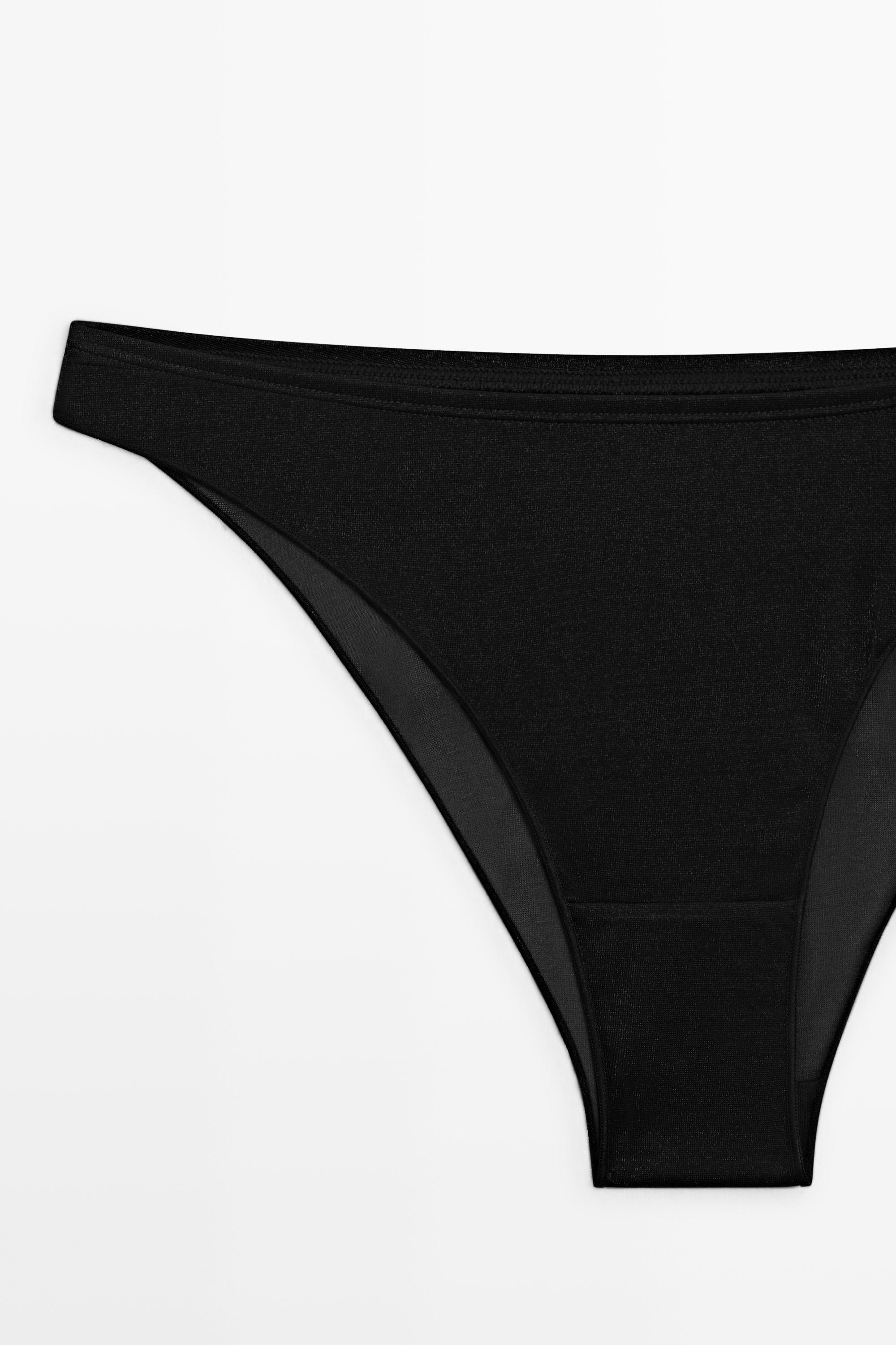 Semi-sheer briefs with metallic detail — BLACK