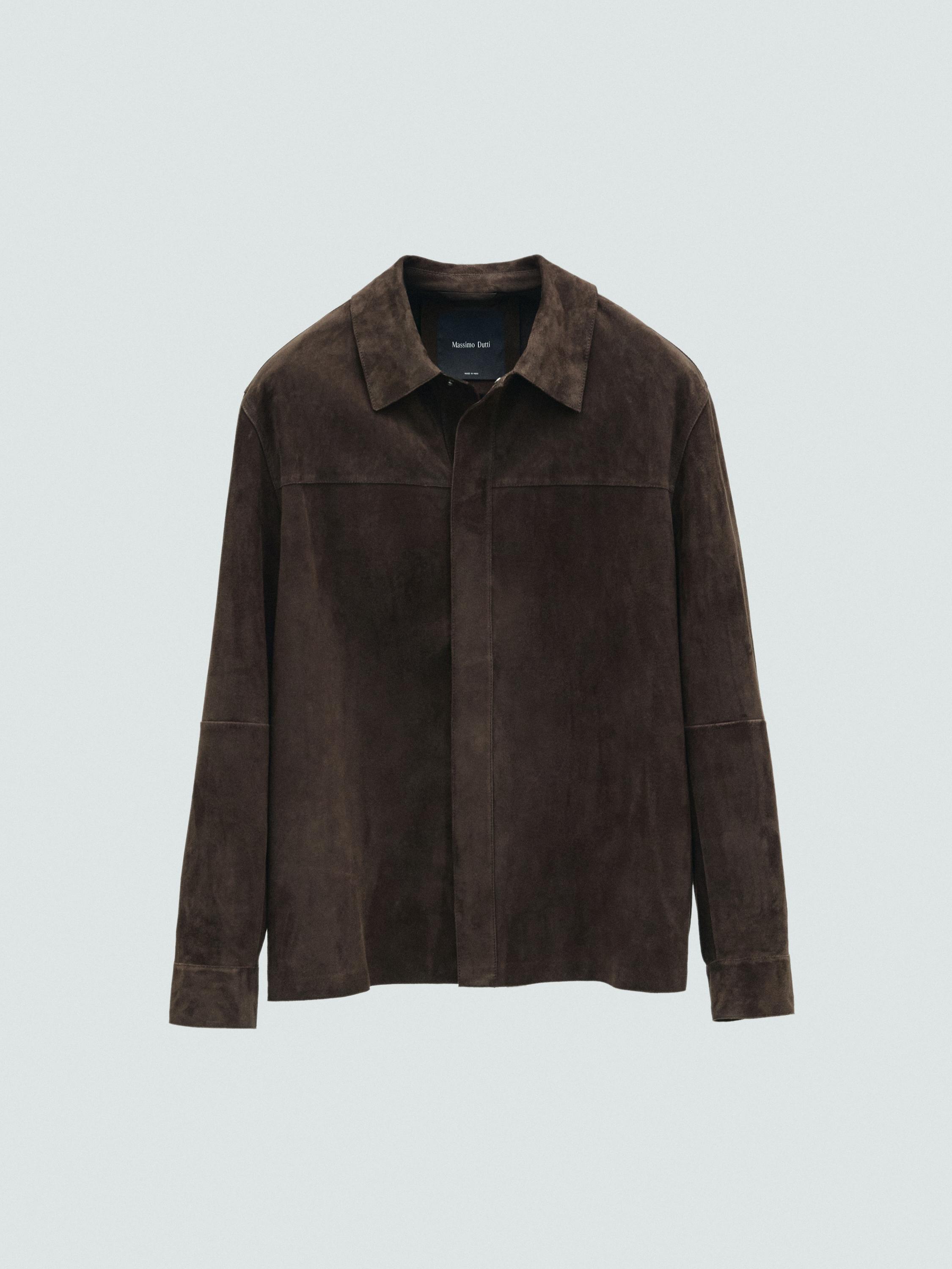 Lightweight suede leather overshirt