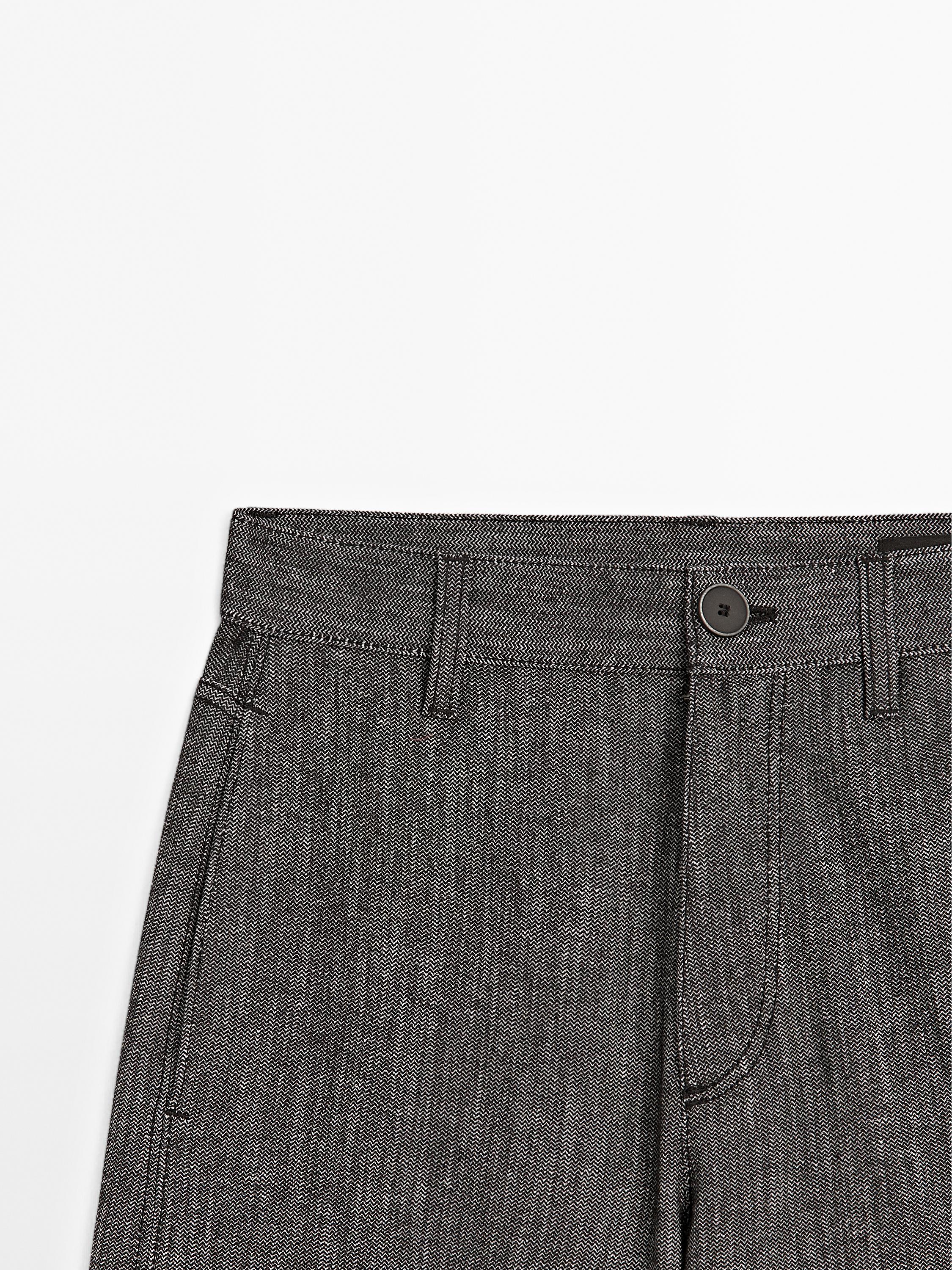 Cotton blend denim trousers