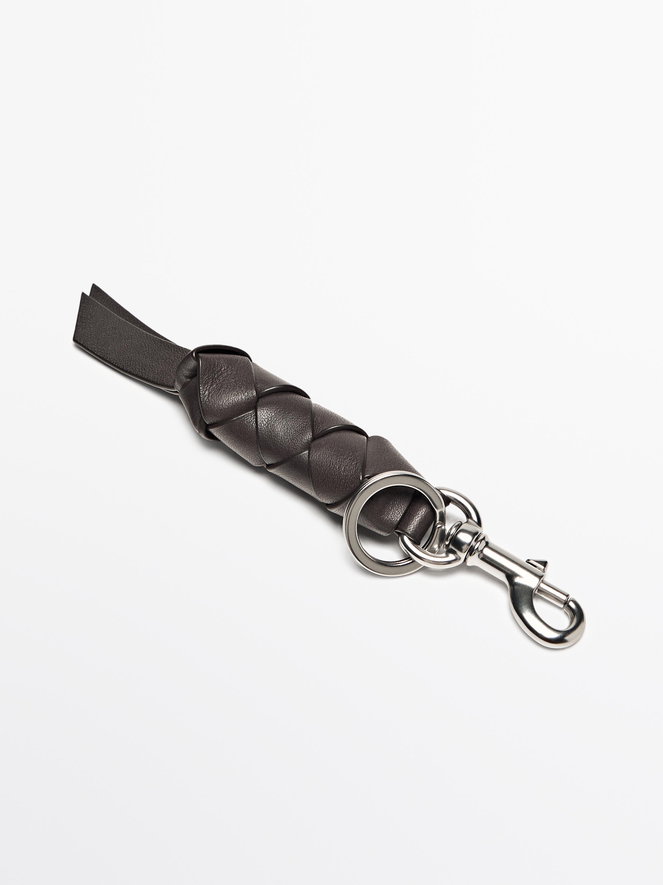Braided nappa leather keyring
