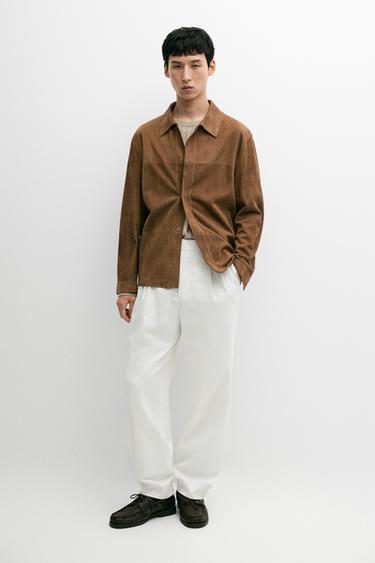 Lightweight suede overshirt — BROWN 1