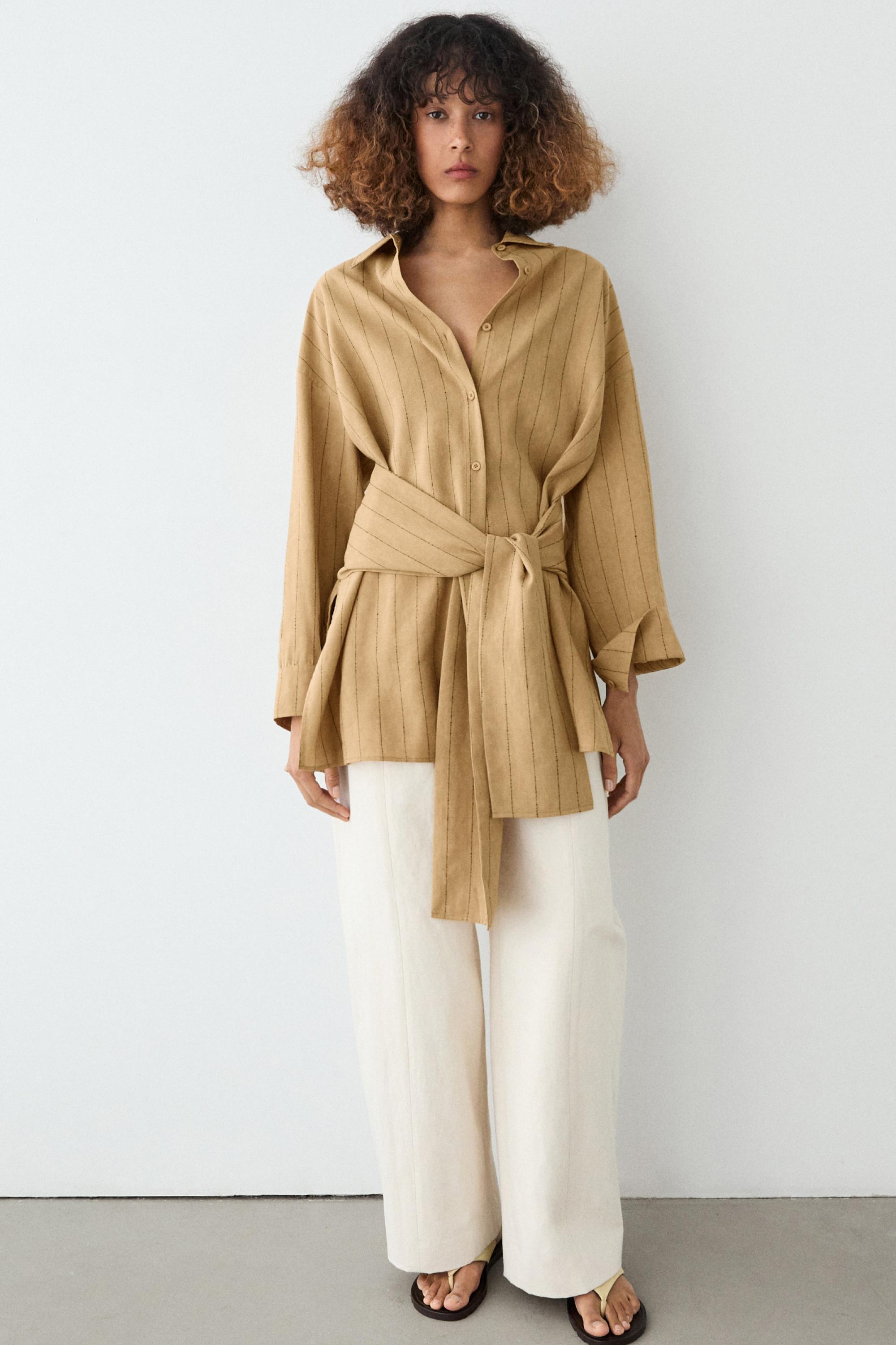 Linen barrel fit pants — Off white