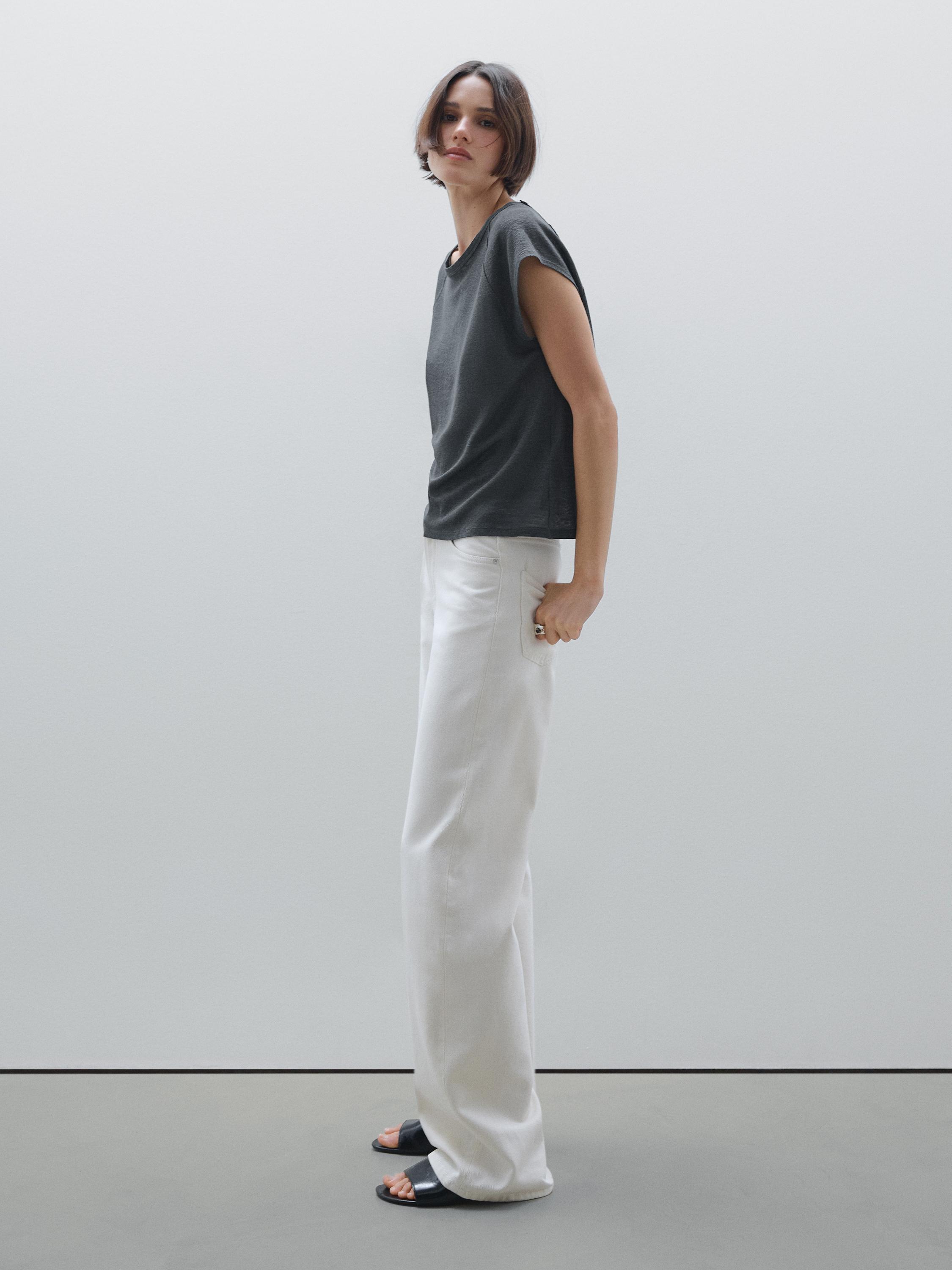 100% linen lightweight ribbed T-shirt