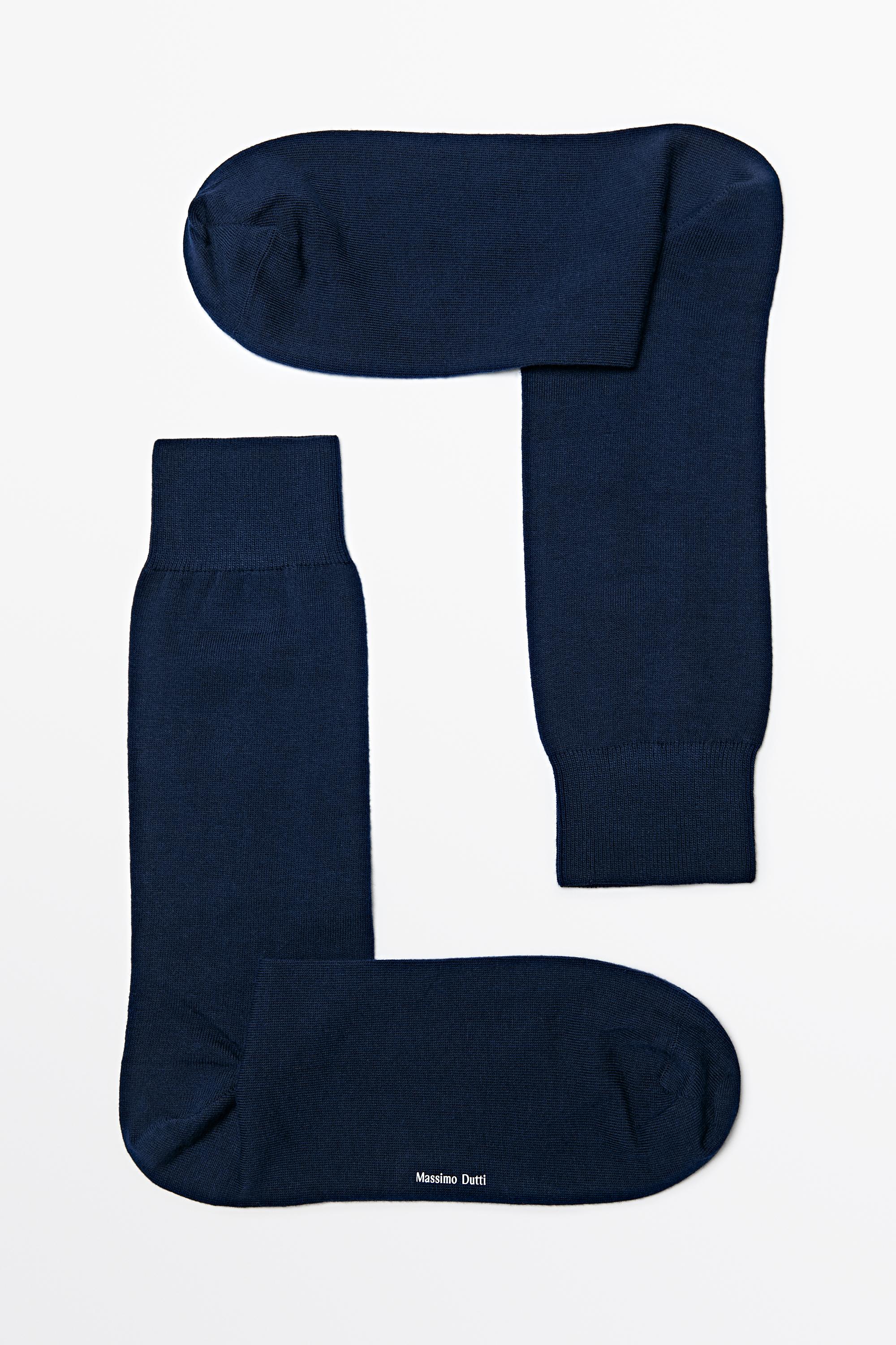 Plain cotton blend knit socks — NAVY BLUE