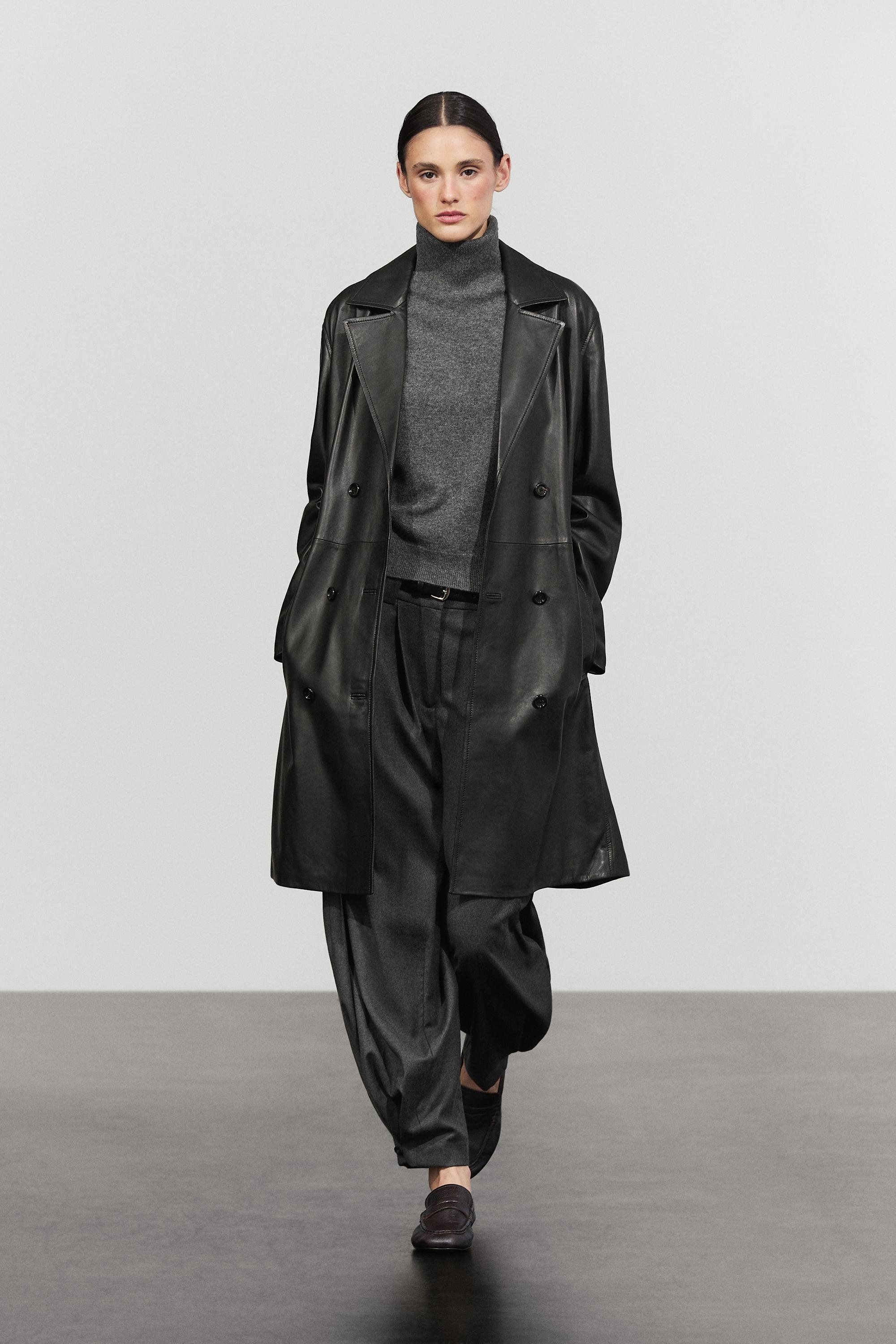 Sheepskin trench coat