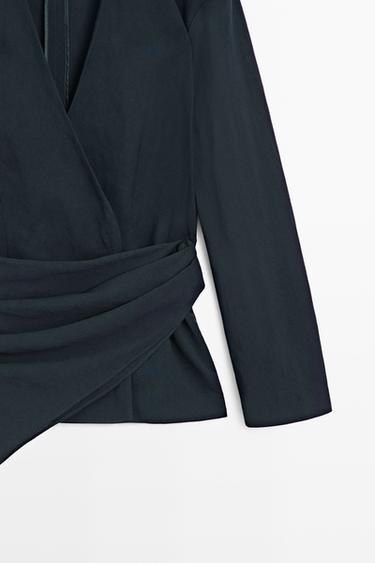 Lightweight wrap blouse with sash detail — DEEP BLUE 7