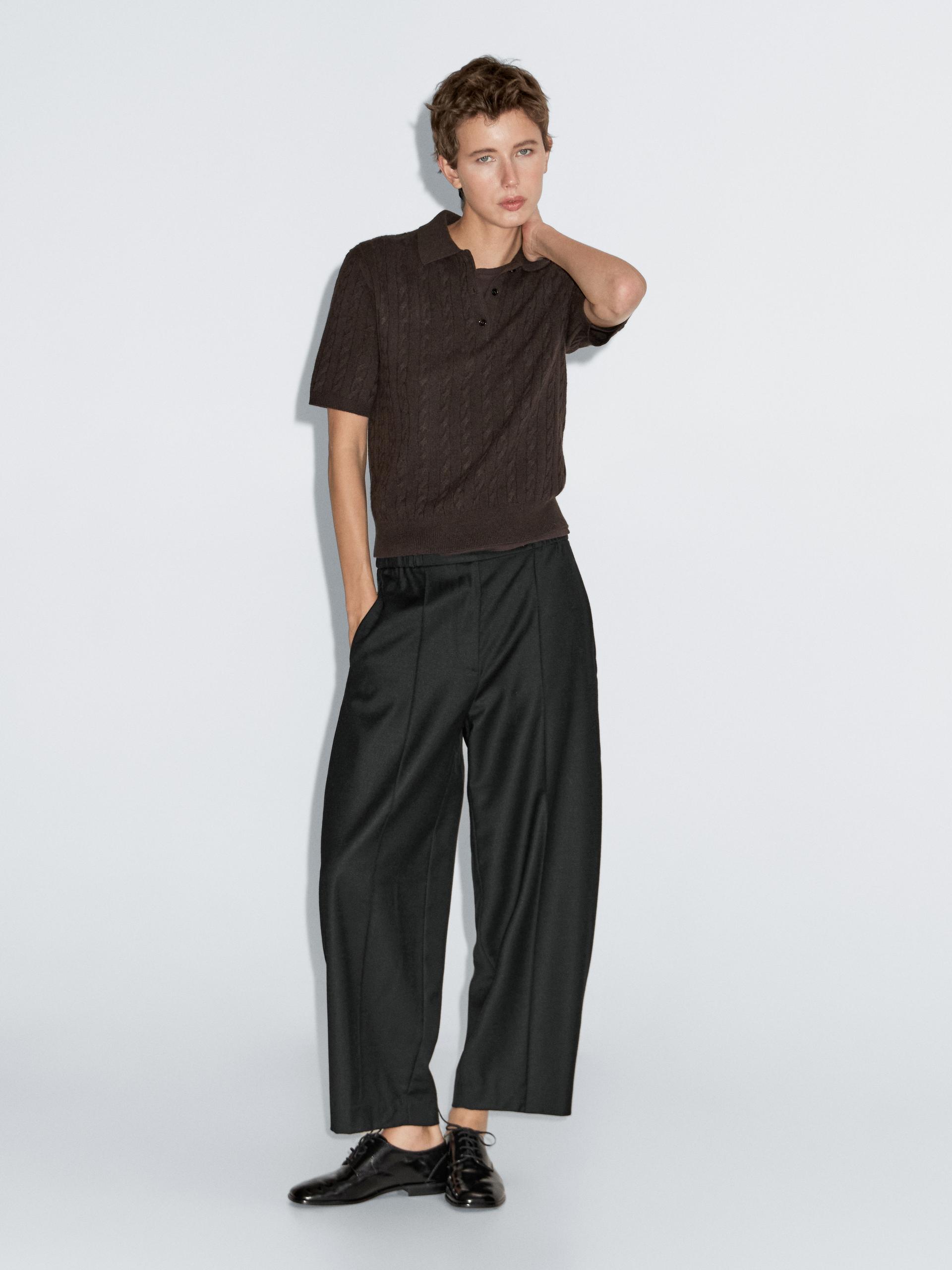 Pantaloni Barrel Fit Con Vita Elasticizzata - Nero - 34 (It 38) - Massimo Dutti - Femminile