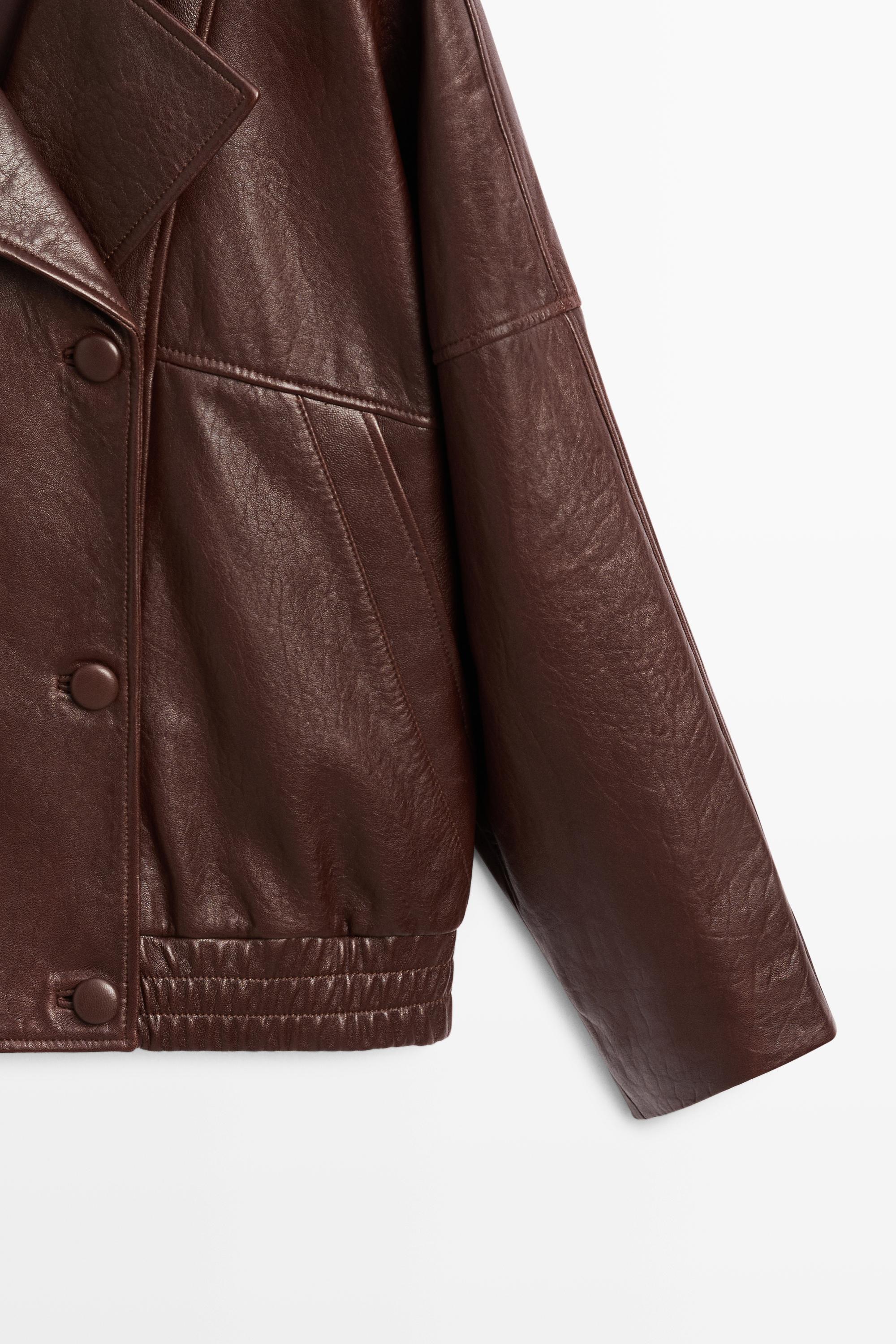 Nappa leather bomber jacket — BROWN