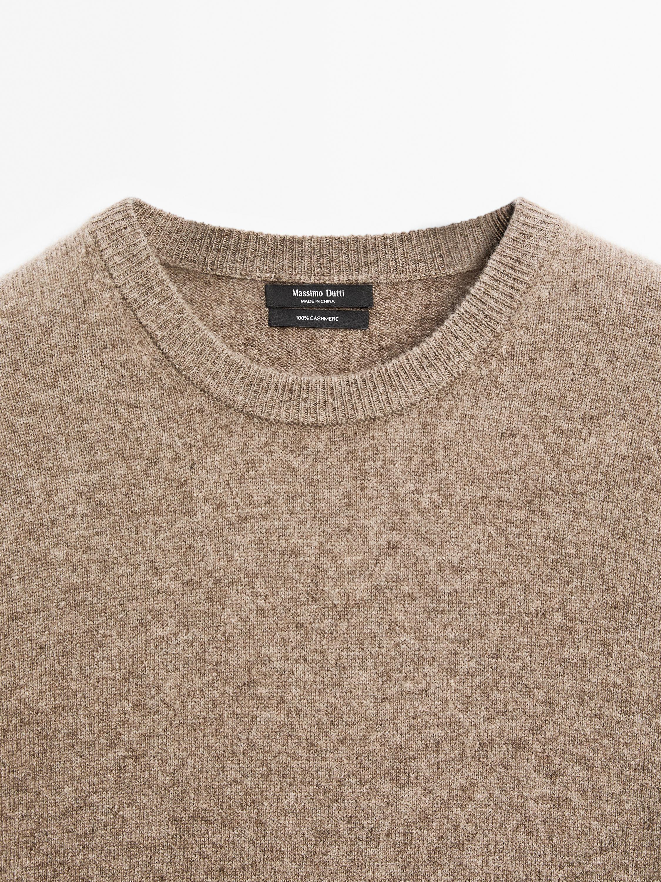100% cashmere long sleeve sweater — MOLE BROWN
