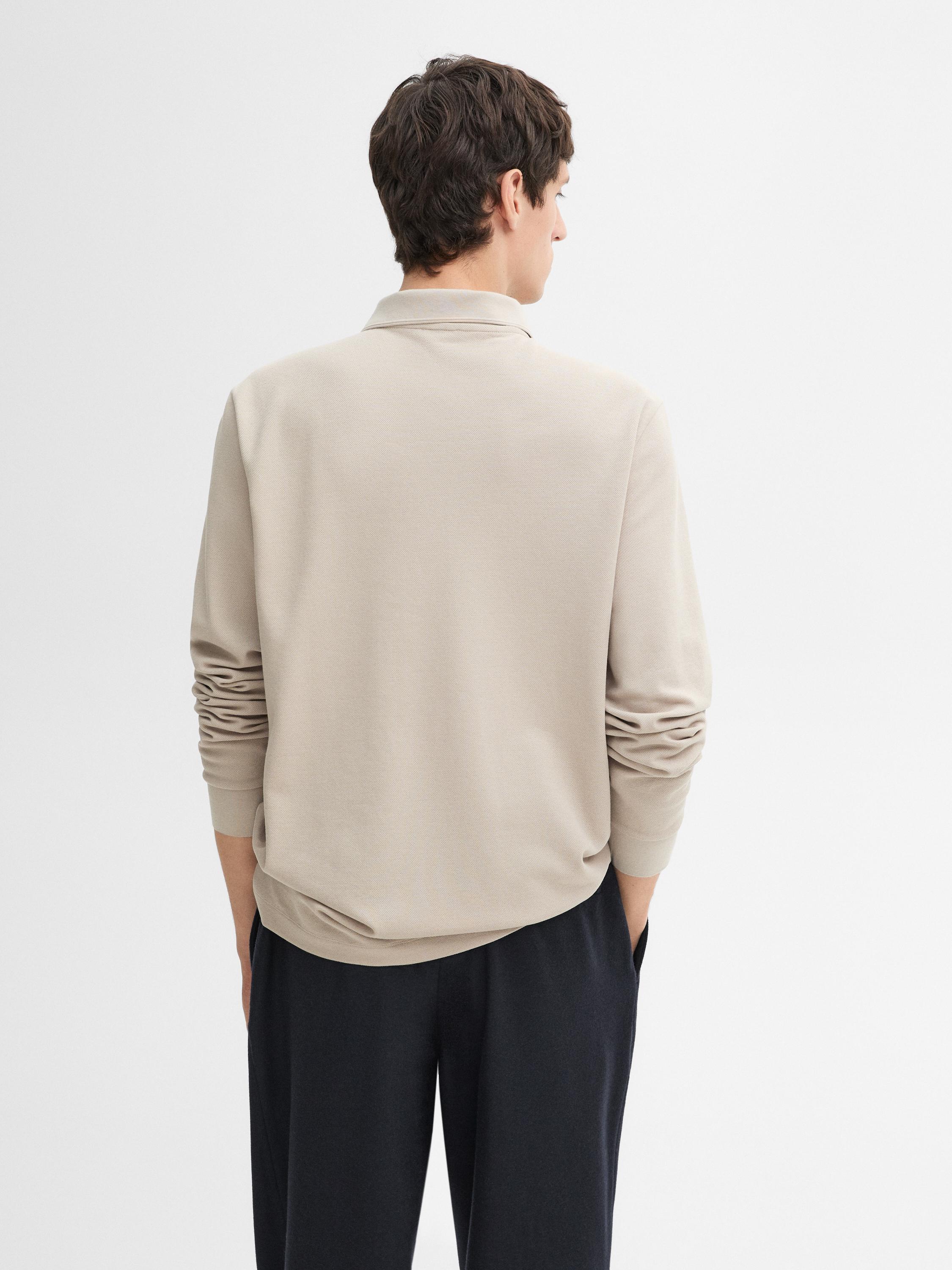 Cotton blend polo sweater