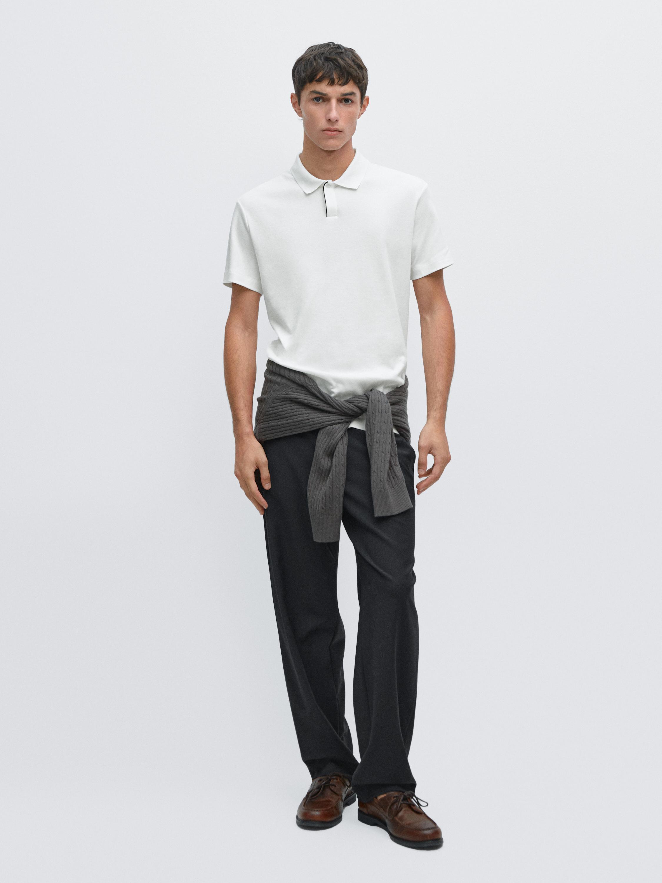 Short sleeve polo shirt with placket detail