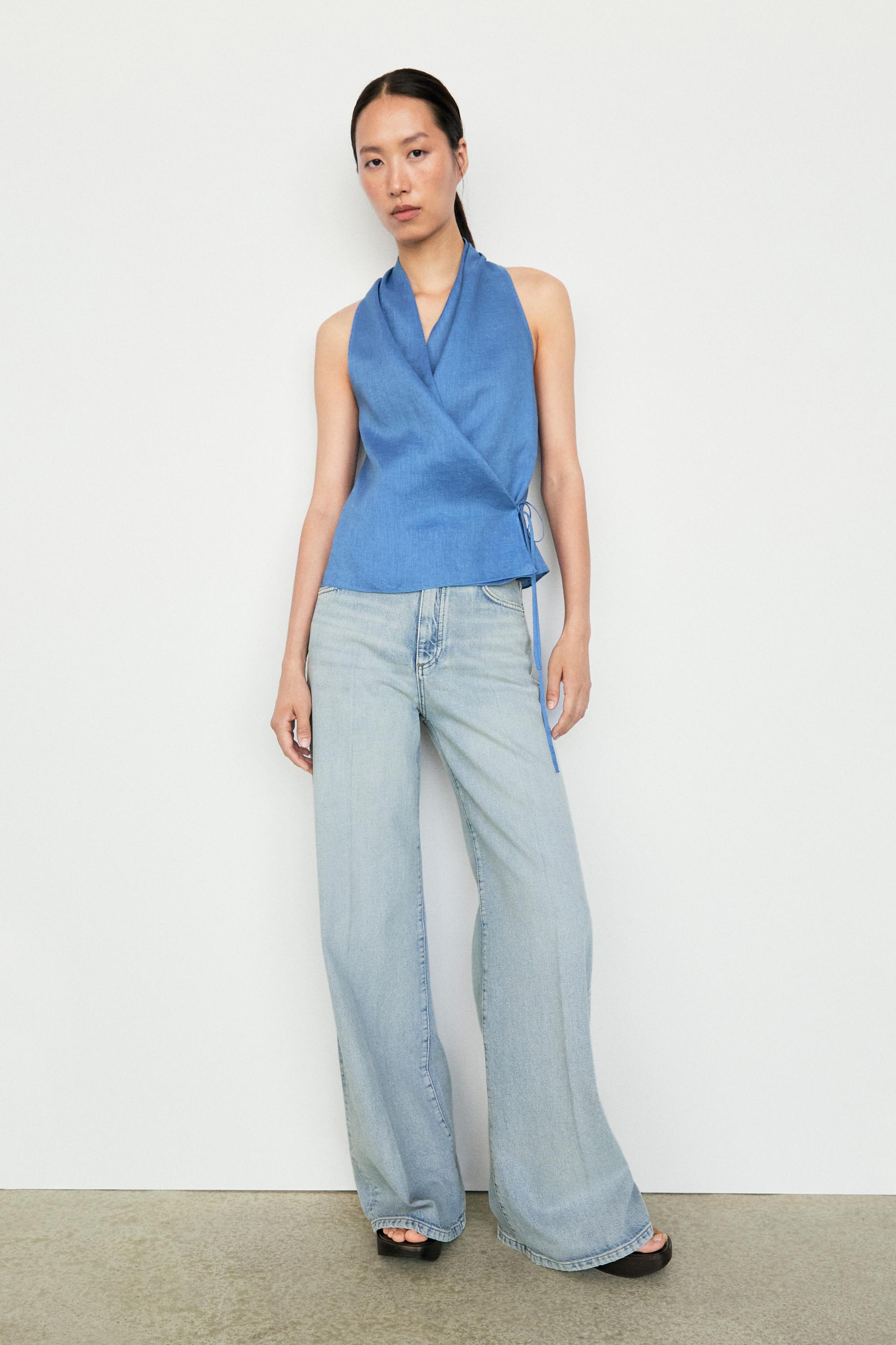 High-waist wide-leg jeans — Light Blue