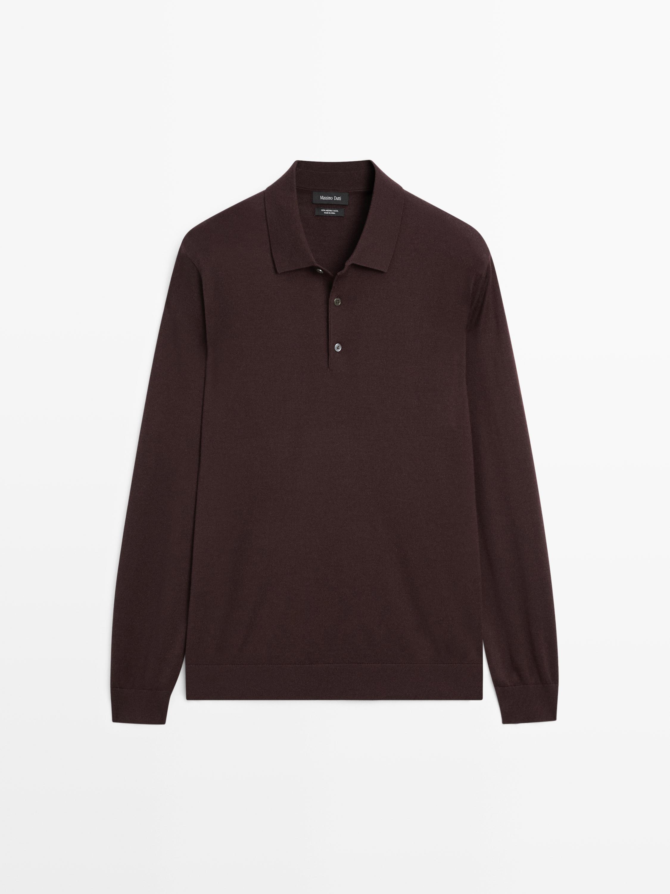 100% merino wool knit polo jumper