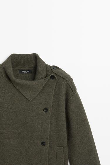 Double-breasted wool-blend knit jacket — Greyish green 4