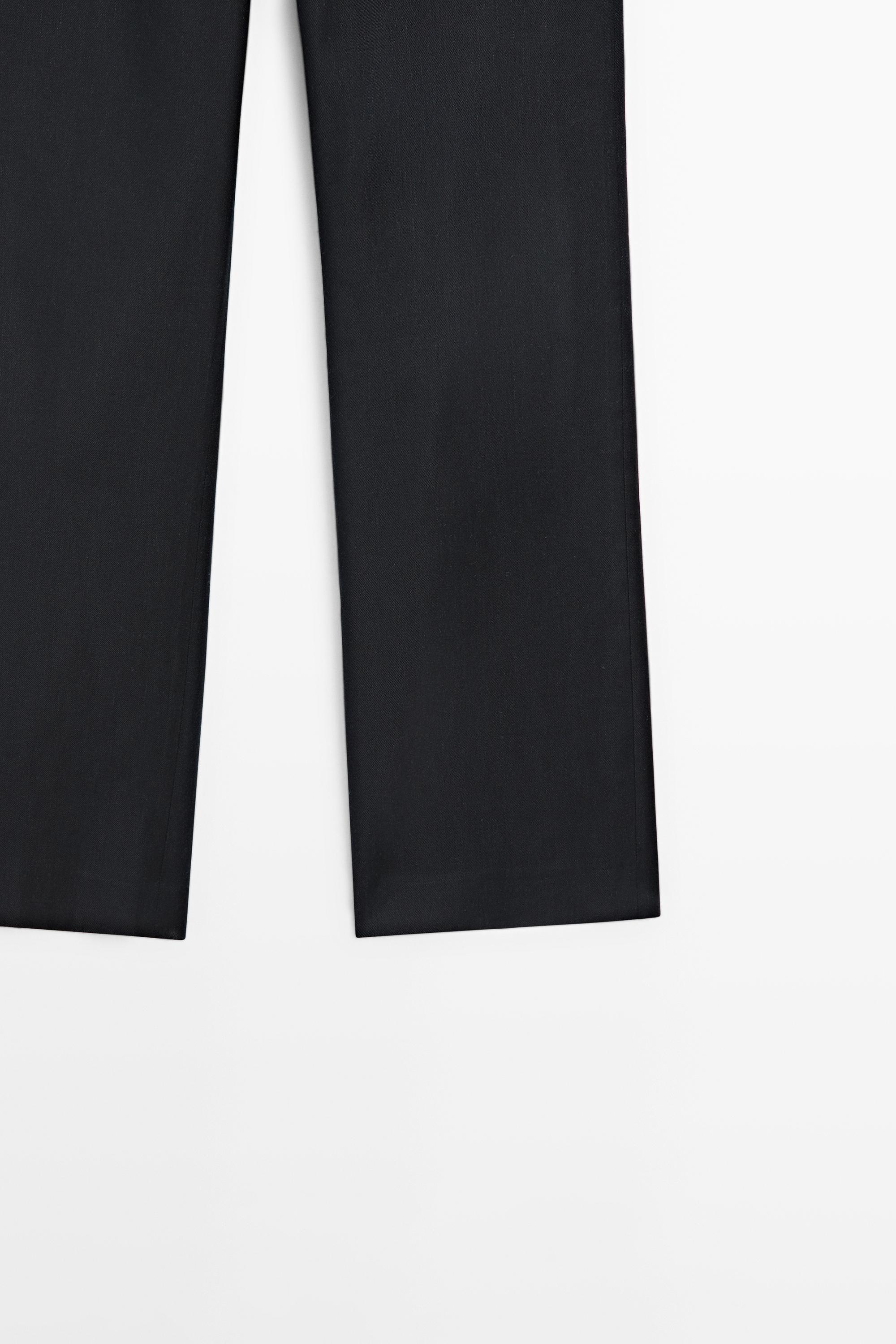 Straight-leg linen blend trousers — NAVY BLUE