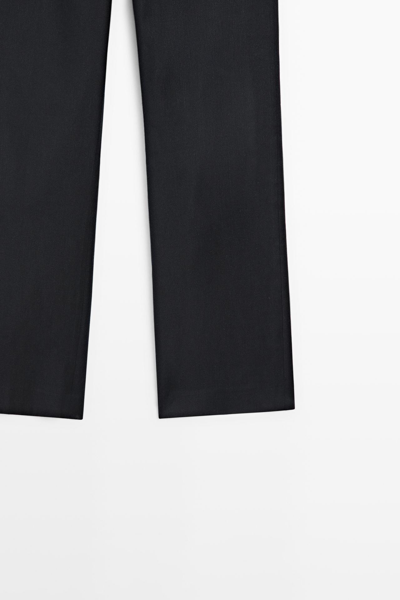 Straight-leg linen blend trousers — NAVY BLUE