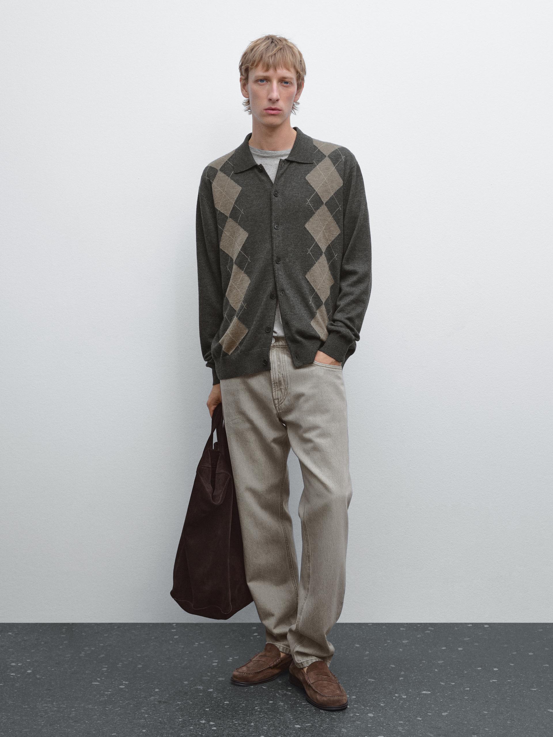 Cardigan In Maglia Misto Lana - Grigio Marengo - L - Massimo Dutti - Maschile