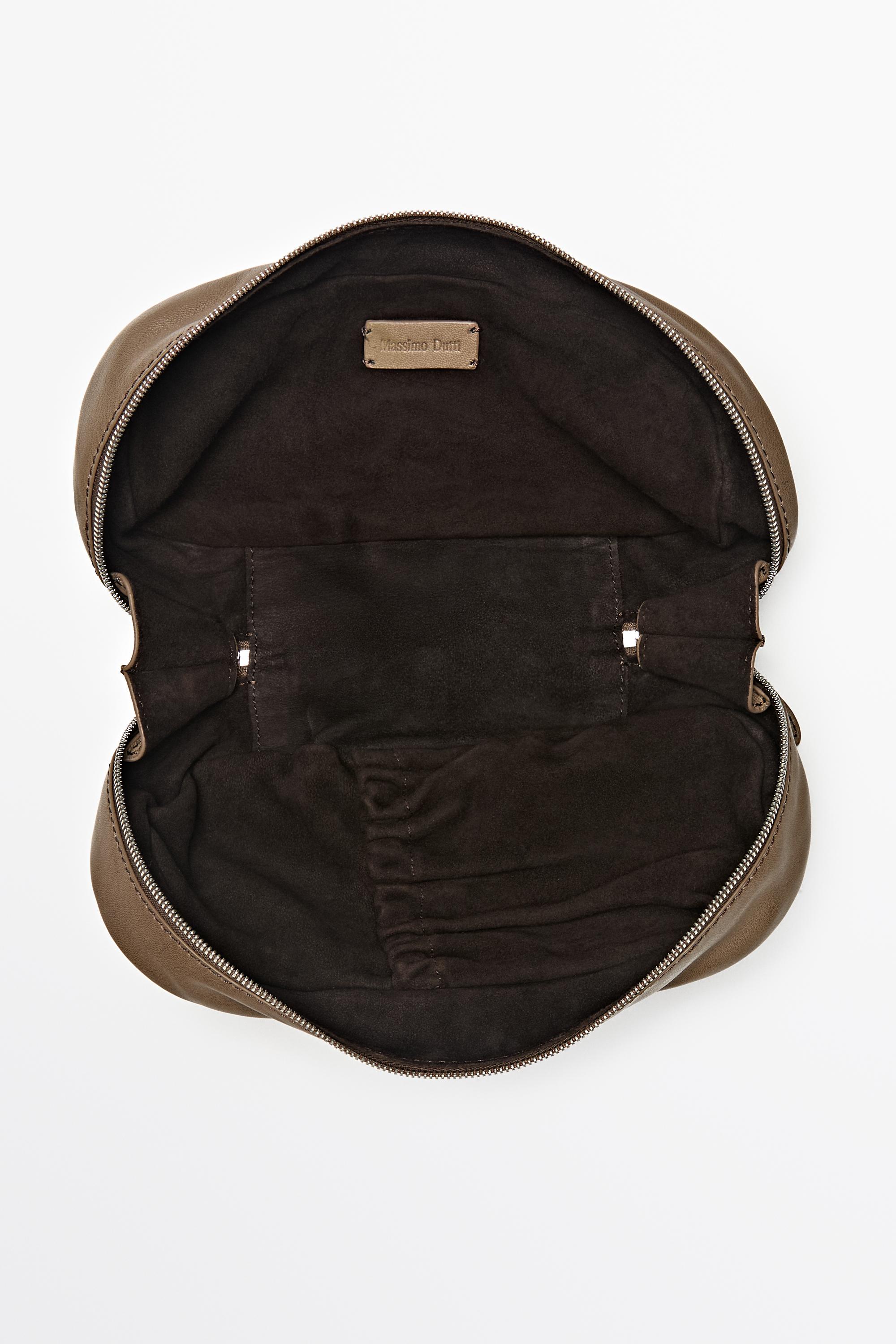 Oval nappa leather toiletry bag — MOLE BROWN