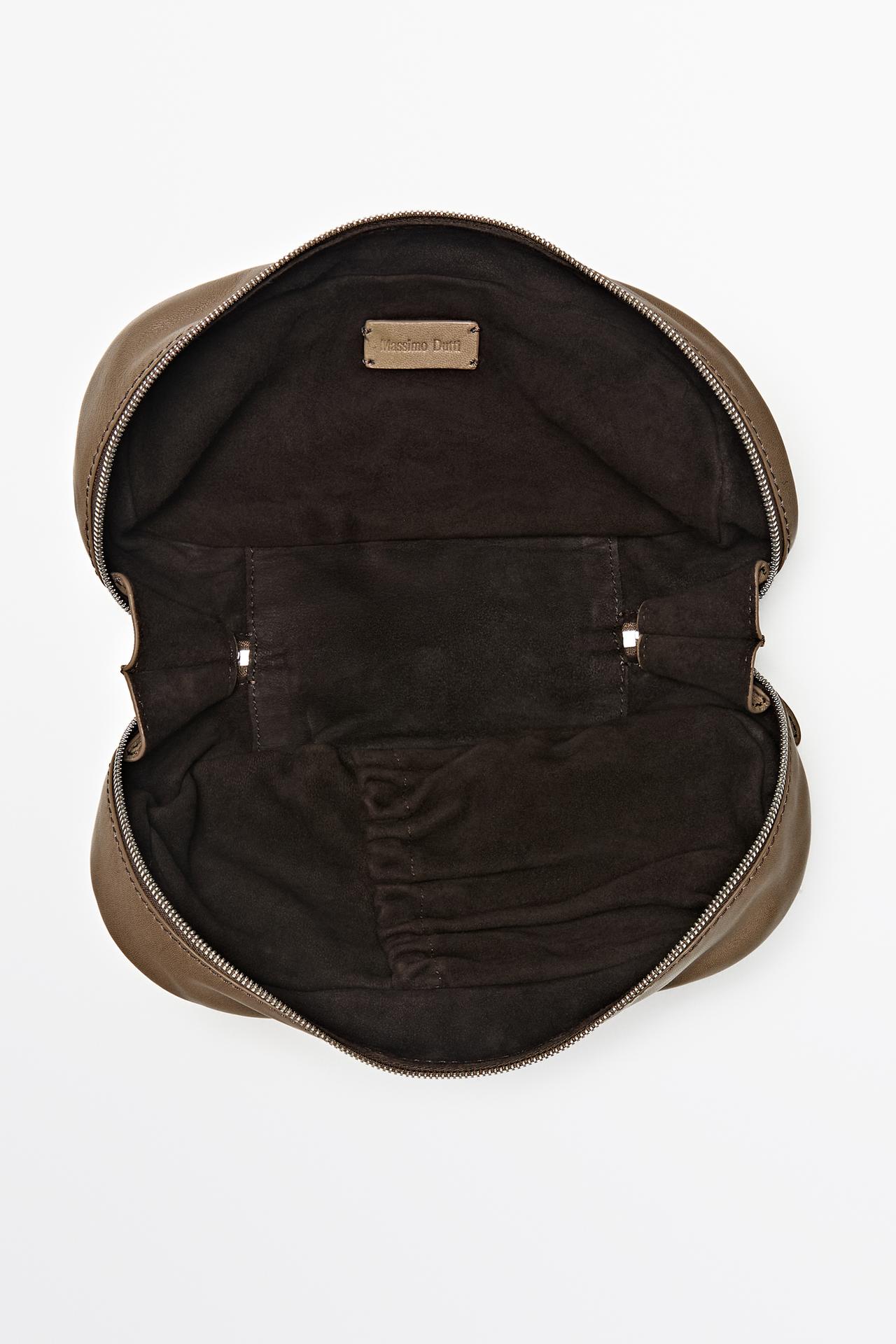 Nappa leather oval toiletry bag — MOLE BROWN
