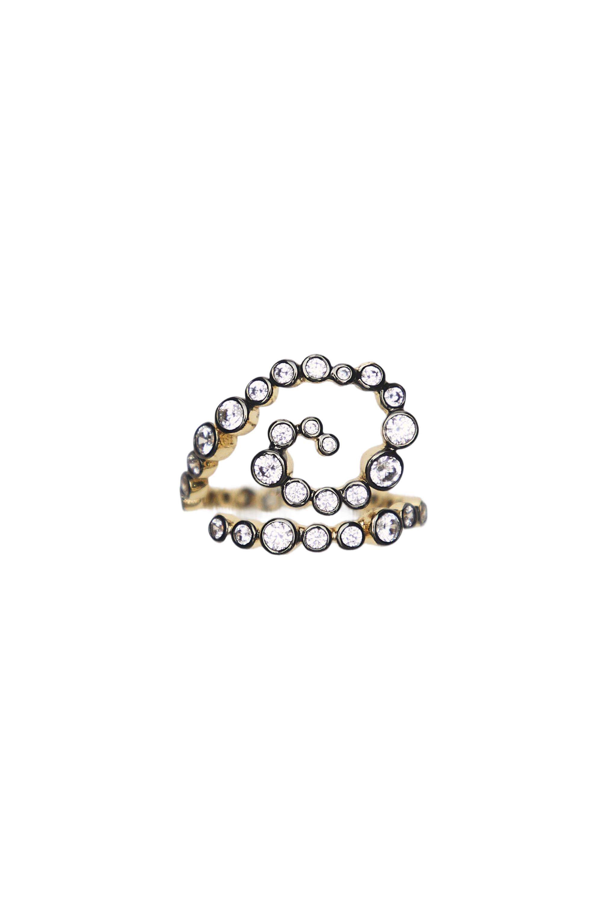 Spiral rhinestone ring — GOLDEN