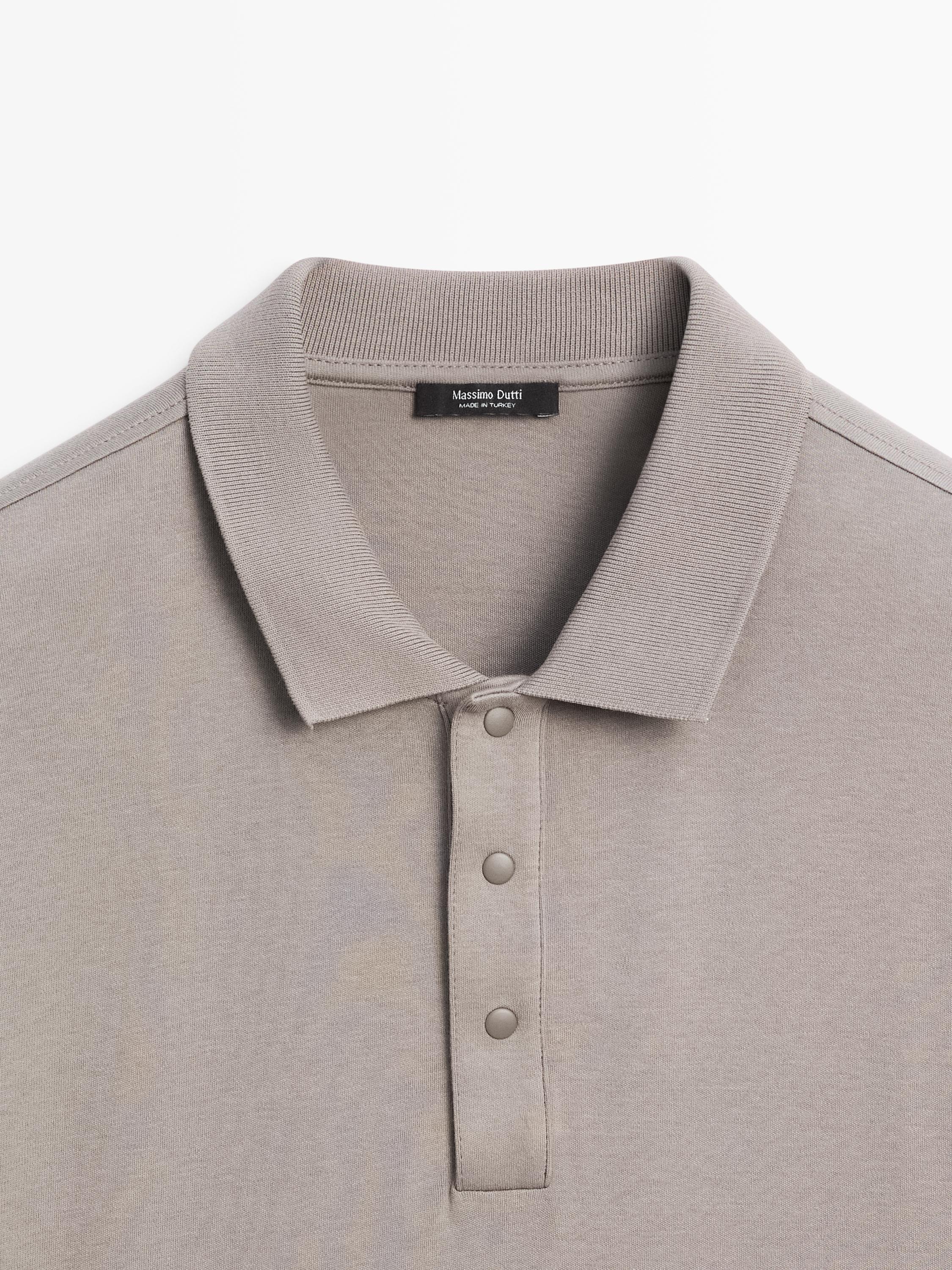 Short sleeve cotton polo shirt — PALE OCHRE