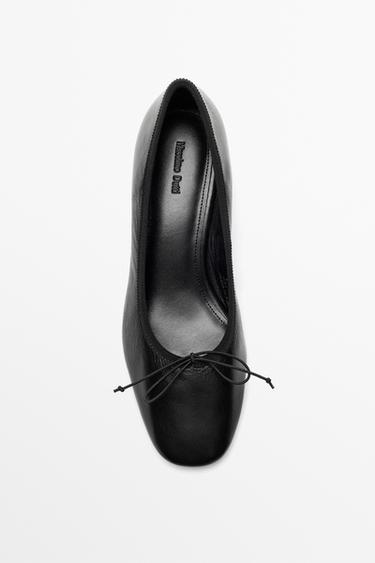 Leather heeled ballerina — BLACK 3