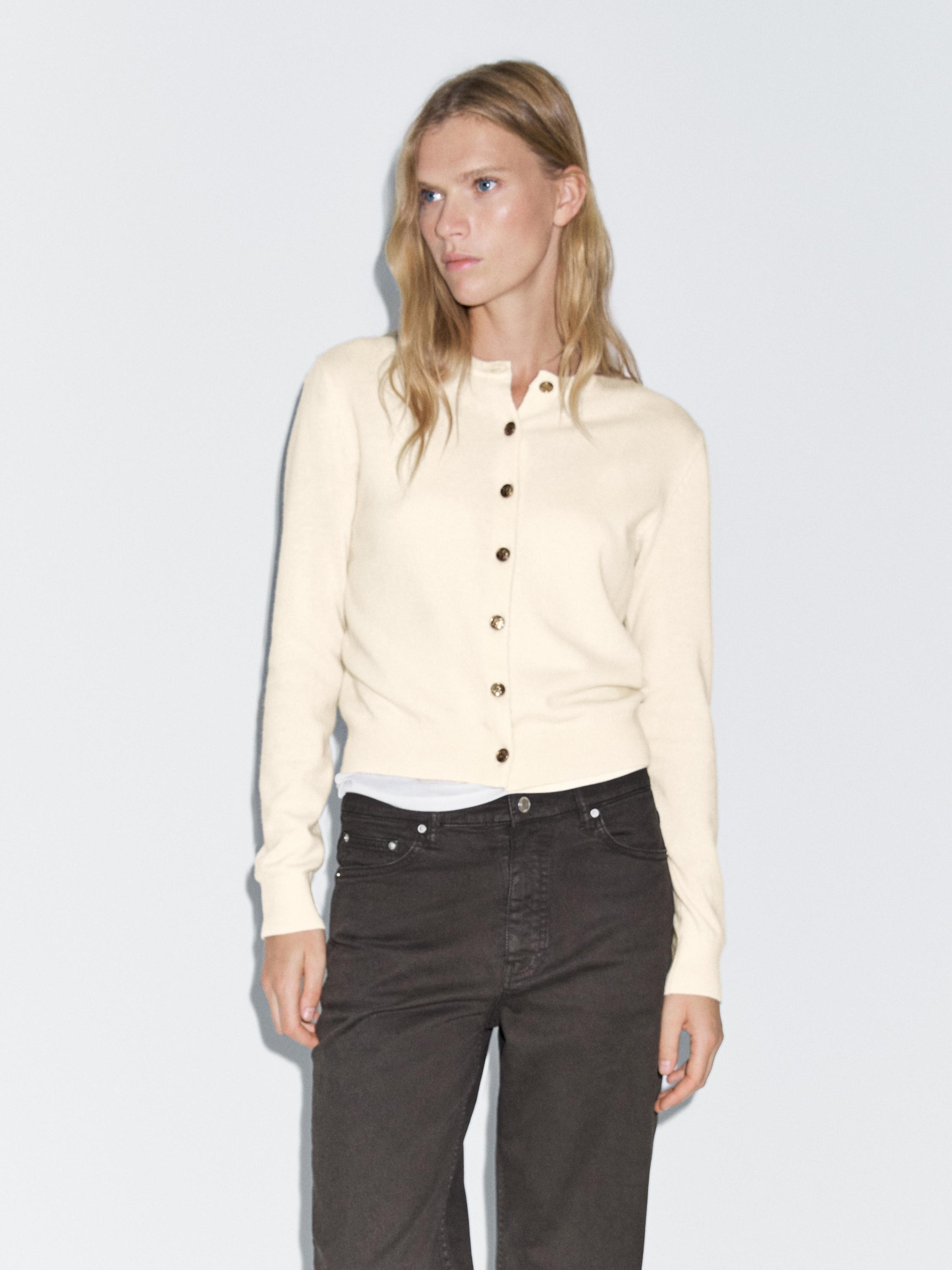 100% wool cardigan with gold buttons