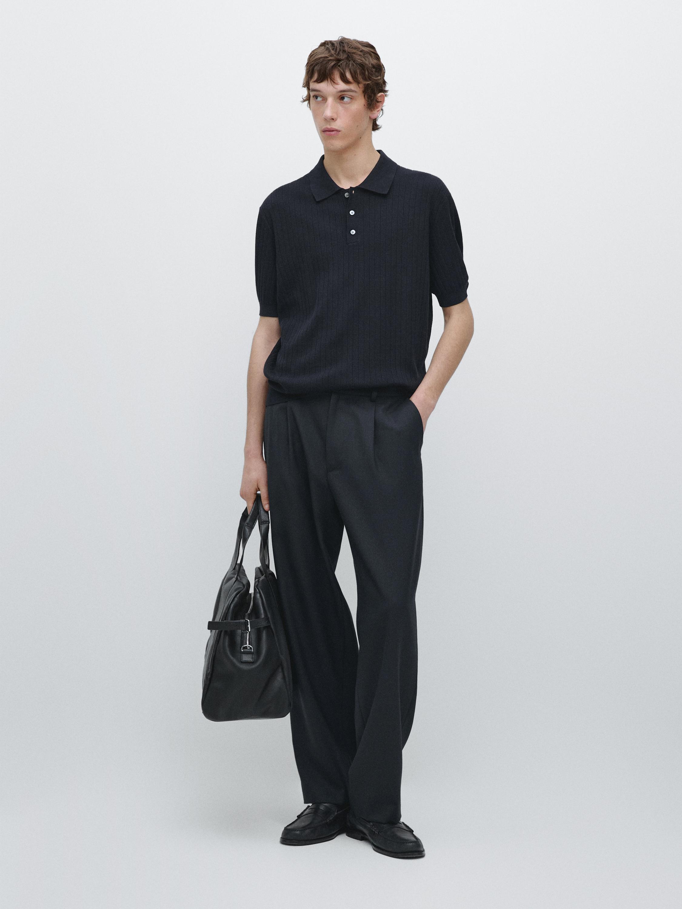 Cotton knit polo sweater