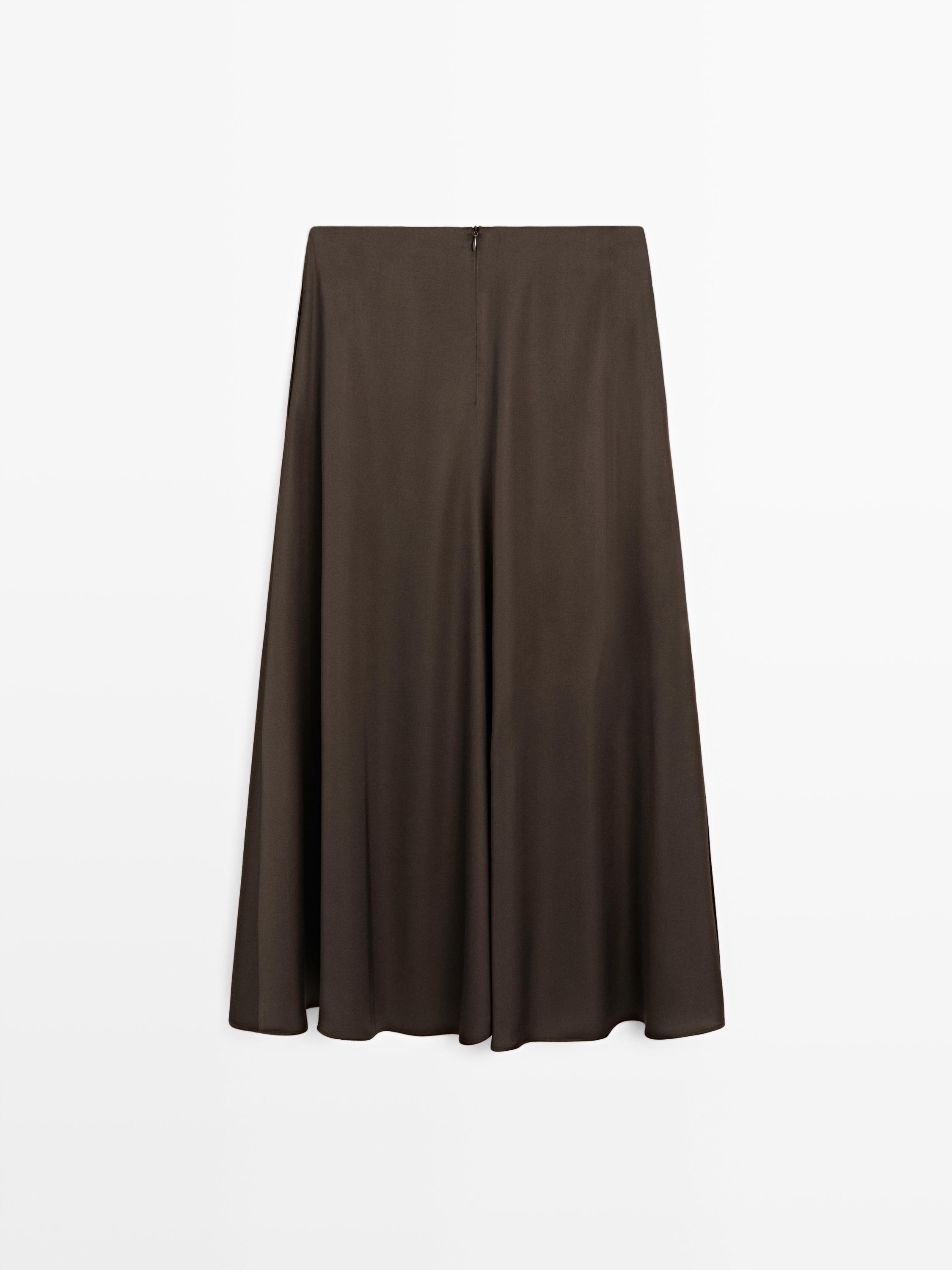 Satin midi skirt with pockets