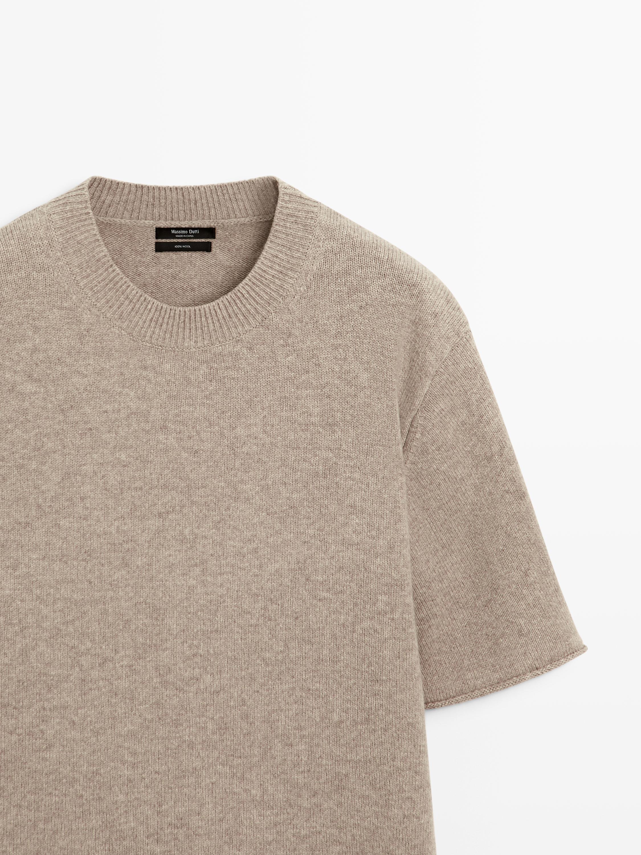 Oversize wool sweater with short sleeves — MOLE BROWN