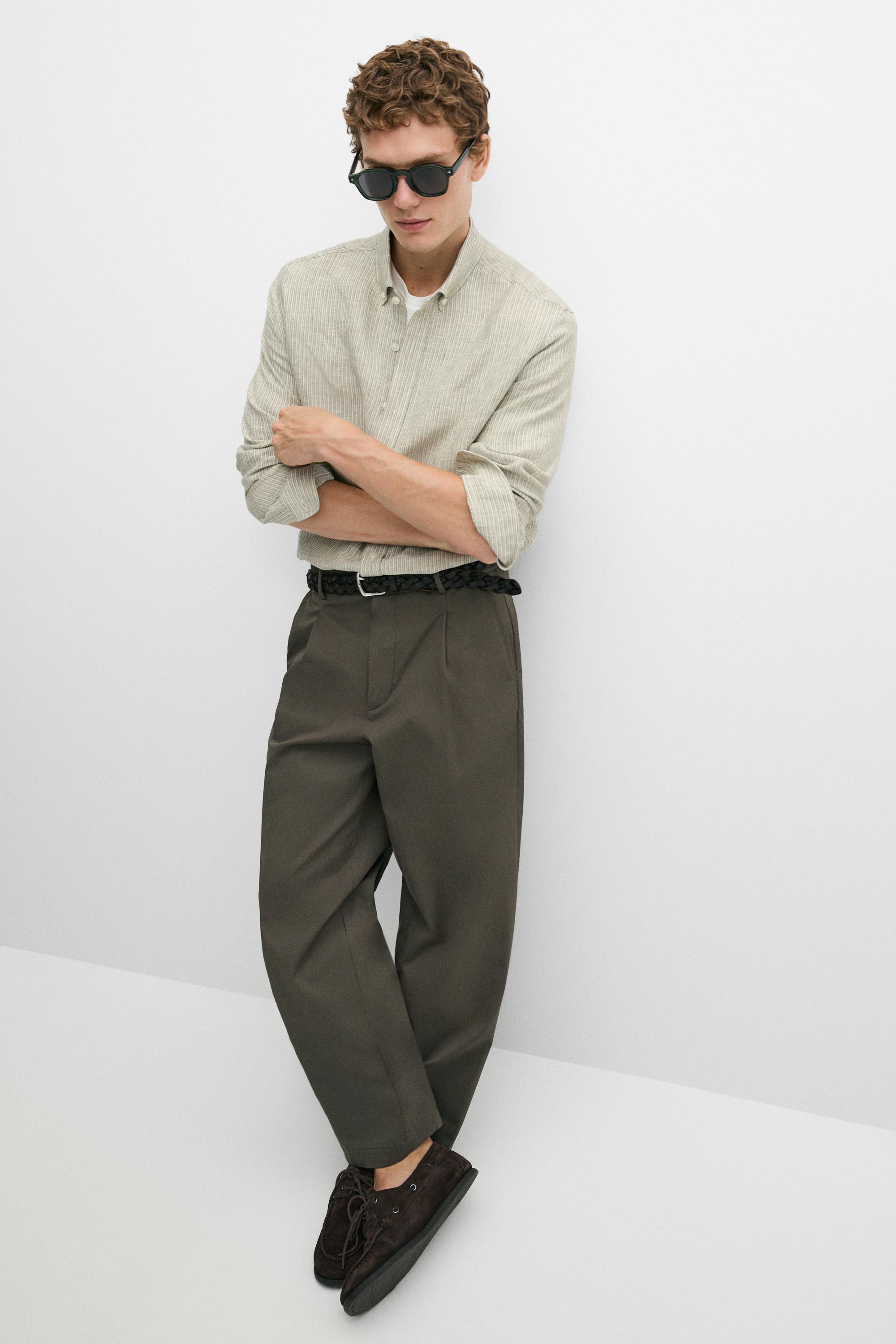 Flowing pants with darts — KHAKI