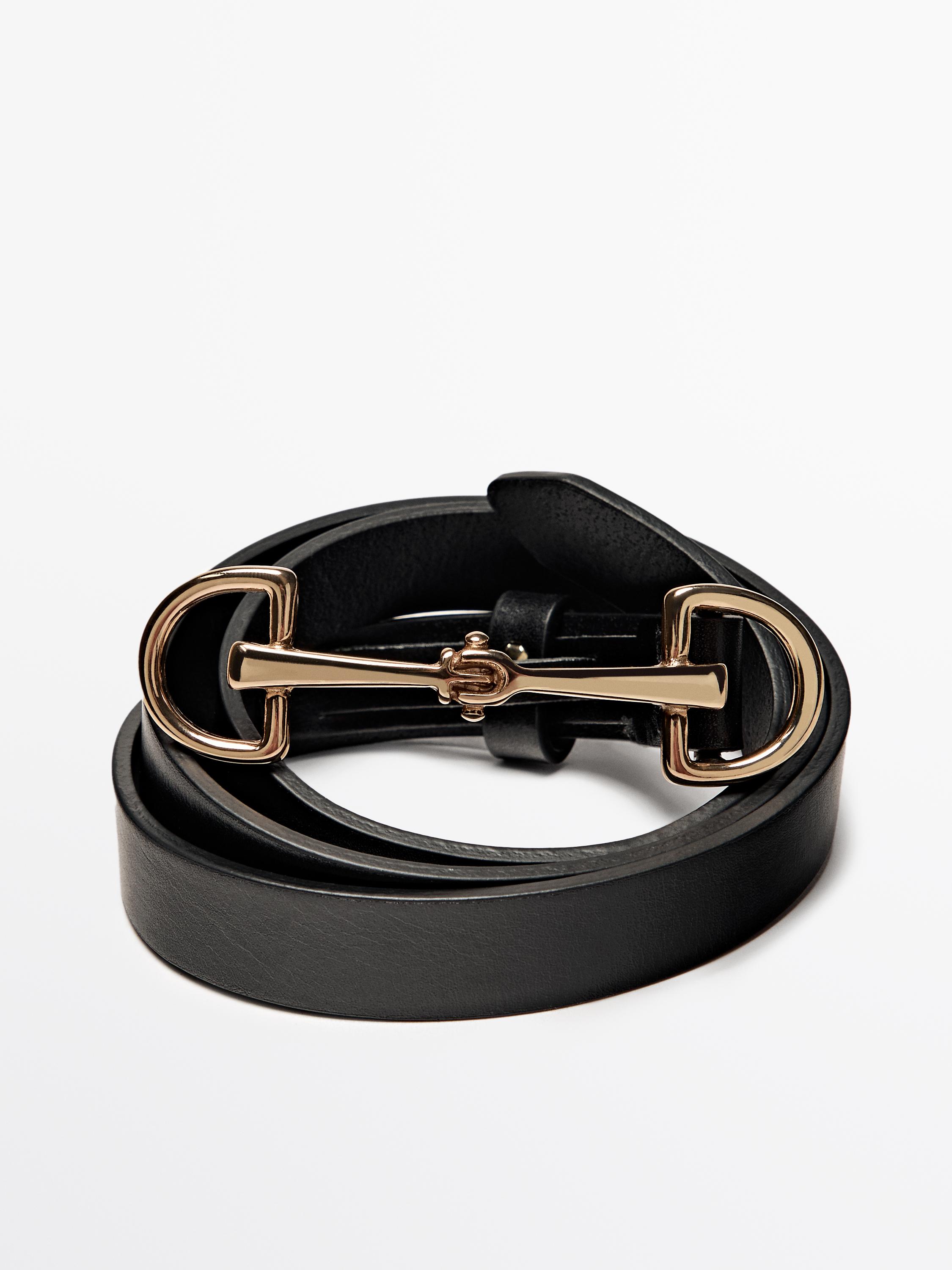 Equestrian nappa leather belt — BLACK