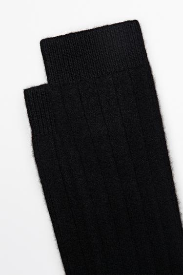 Cashmere blend ribbed socks — BLACK 4
