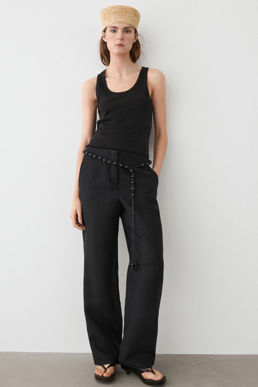 Sleeveless 100% cotton T-shirt — BLACK