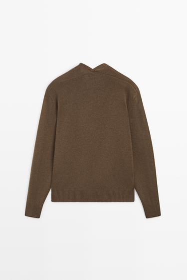 100% cashmere knit sweater with button detail — BROWN MARL 6
